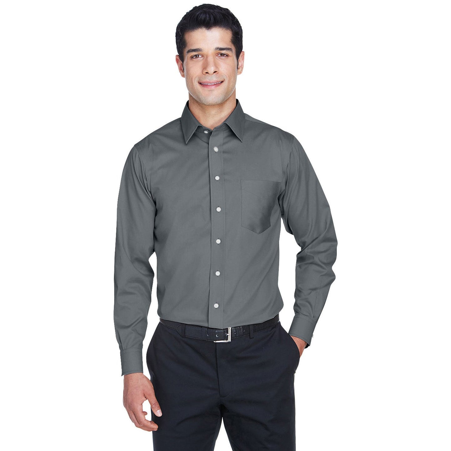 Black Button Up Shirt - Devon & Jones - Solid Stretch Twill