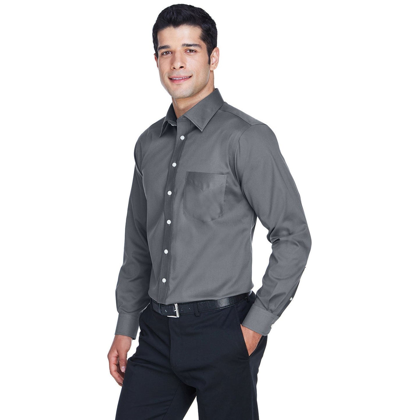 Black Button Up Shirt - Devon & Jones - Solid Stretch Twill