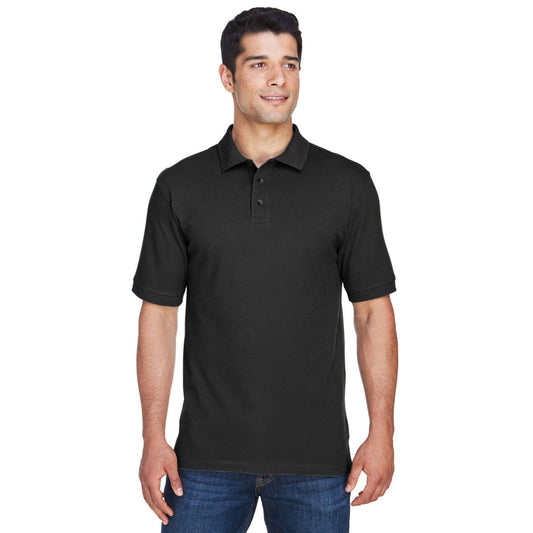 Black Polo Shirts - Harriton - Comfortable Cotton Pique - Quality Fabric