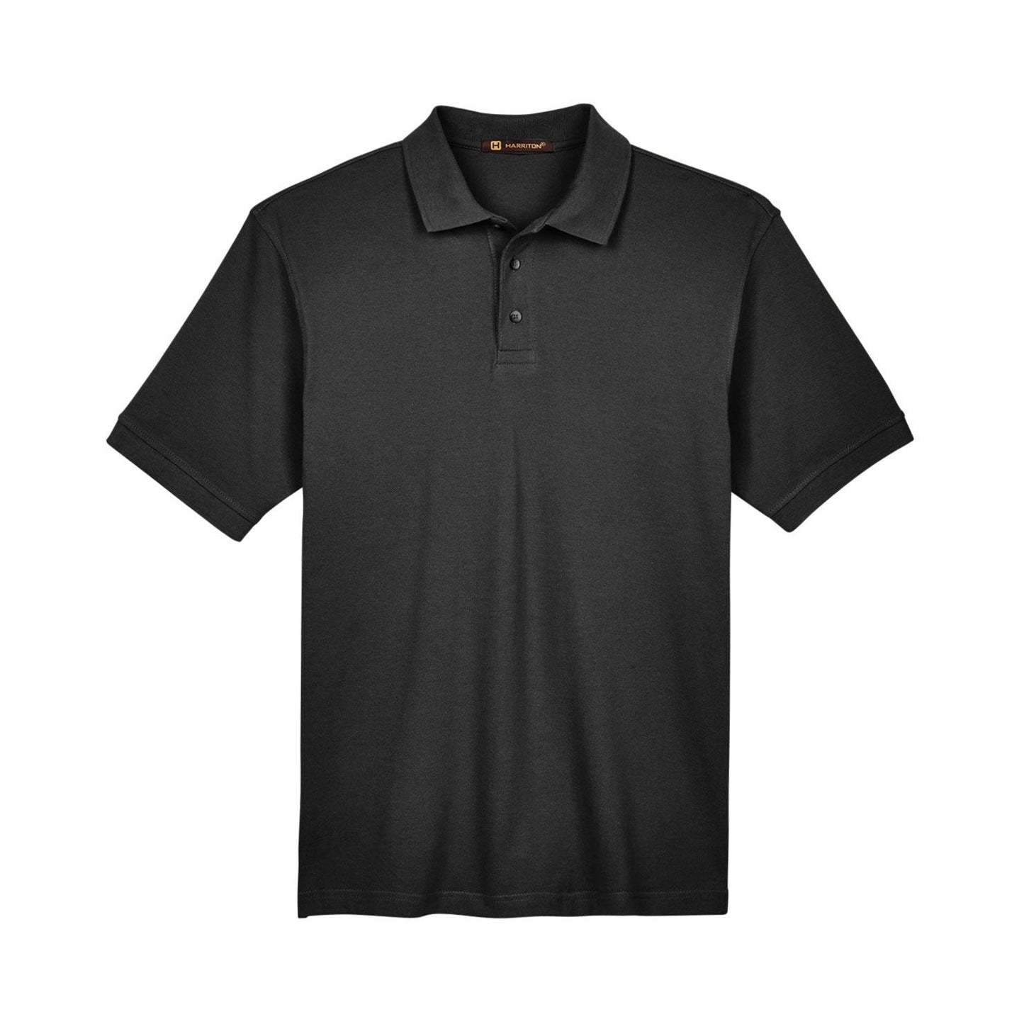 Black Polo Shirt - Harriton - Ringspun Cotton Pique