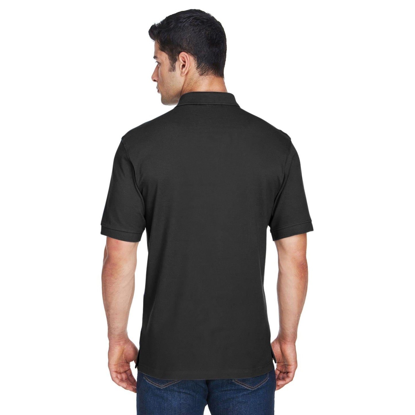 Black Polo Shirt - Harriton - Ringspun Cotton Pique
