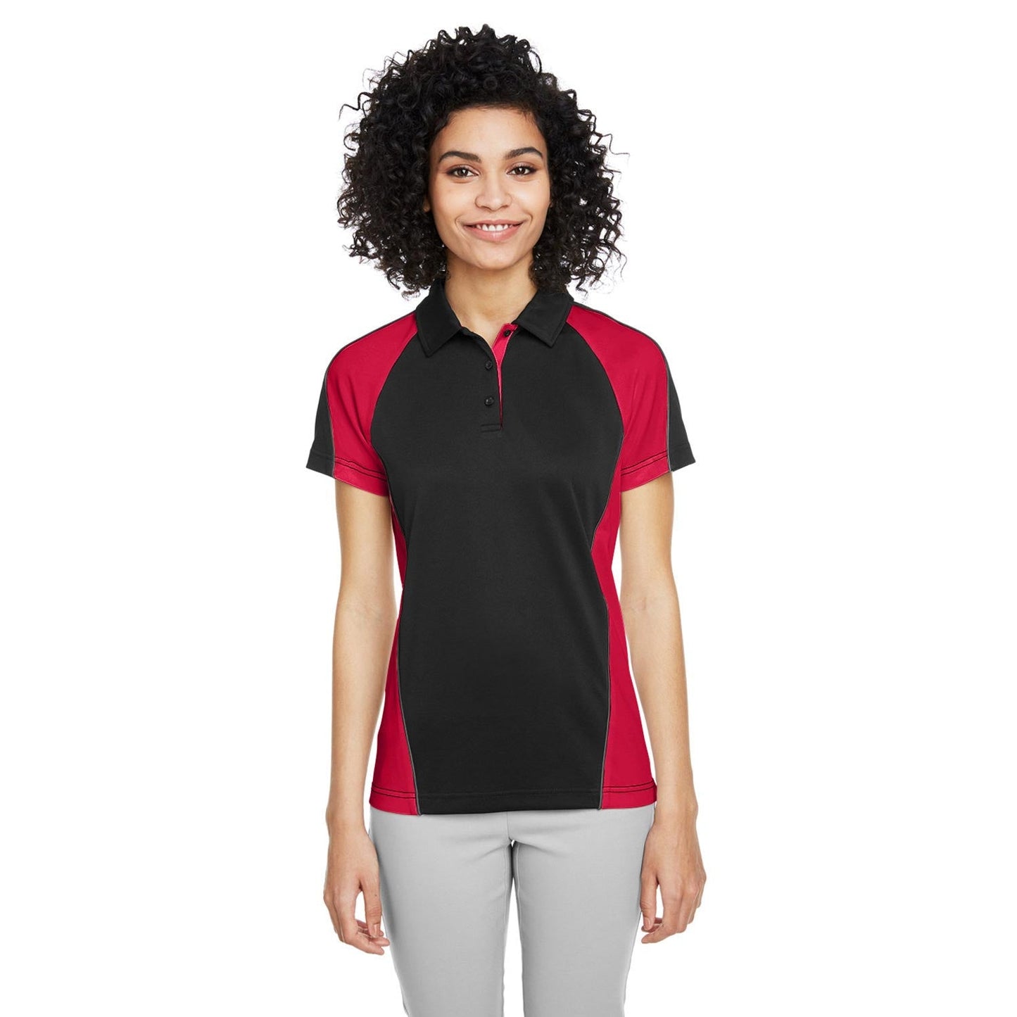 Black/Red/Dark Charcoal Polo - Harriton - Stylish Fit