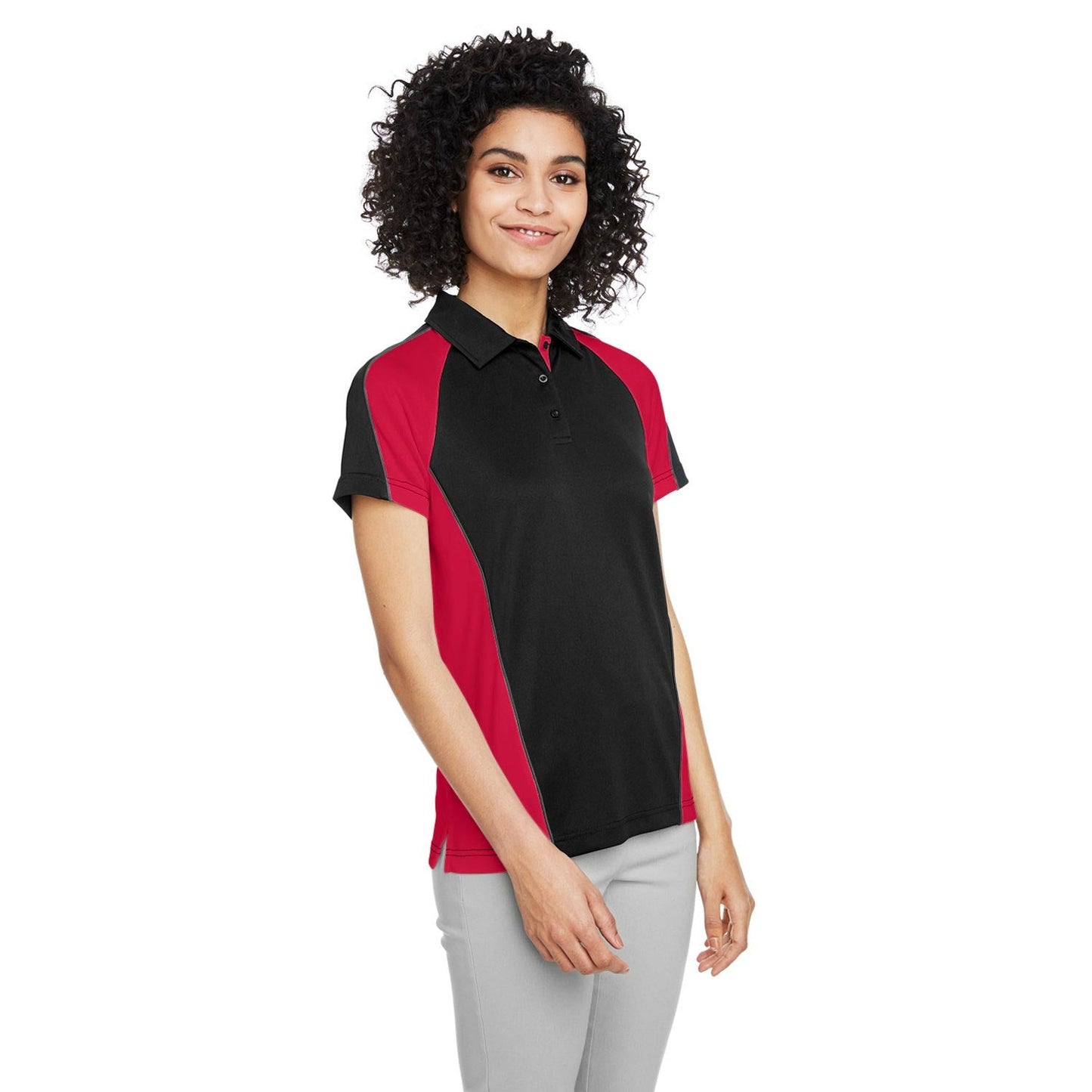 Black/Red/Dark Charcoal Polo - Harriton - Stylish Fit