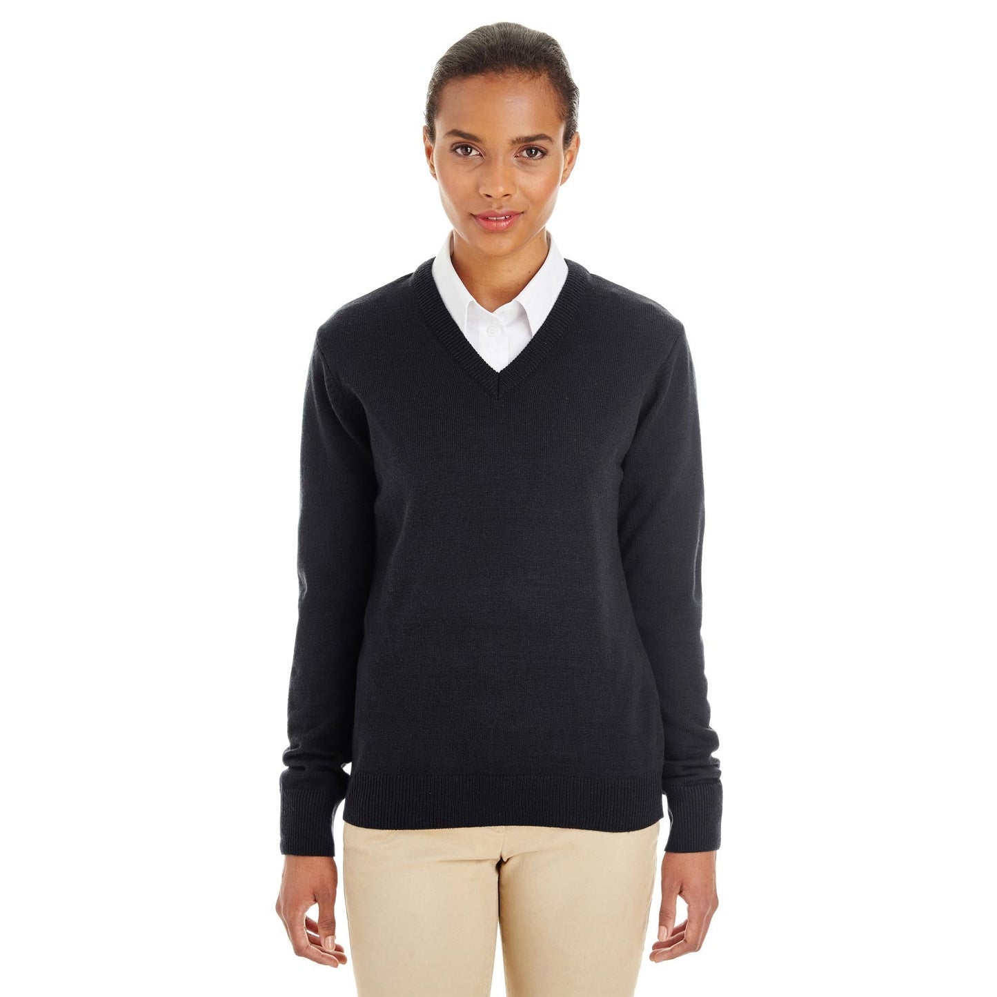 Black Sweaters - Harriton - V-Neck Acrylic Blend