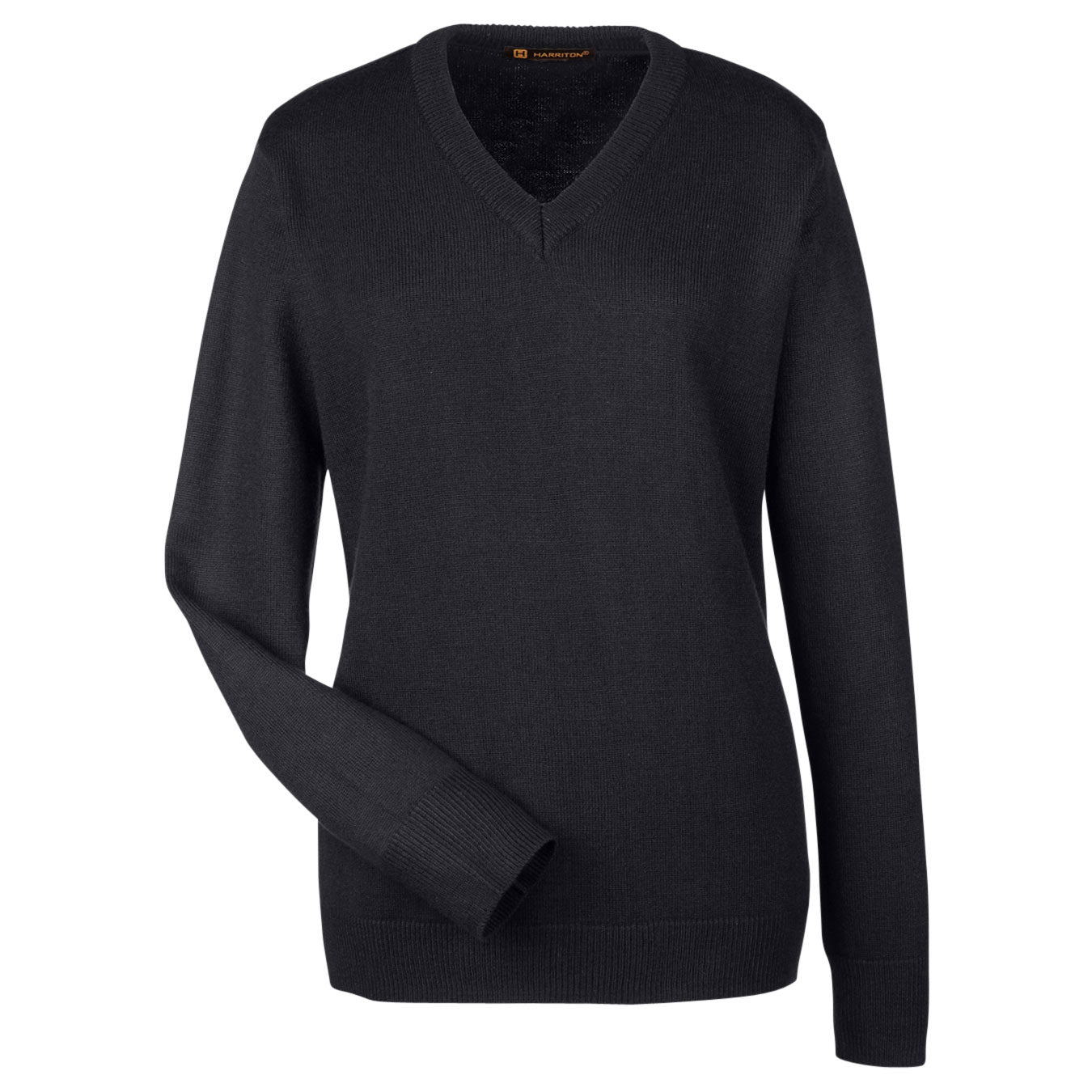 Black Sweaters - Harriton - V-Neck Acrylic Blend