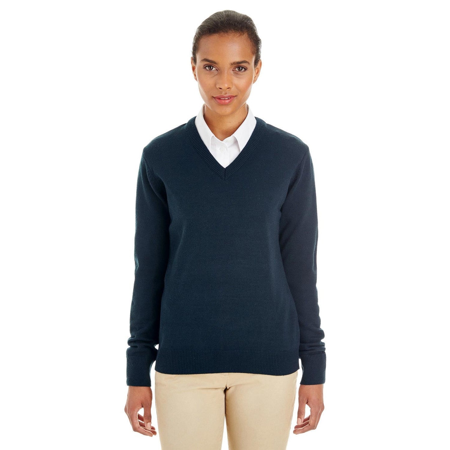 Black Sweaters - Harriton - V-Neck Acrylic Blend