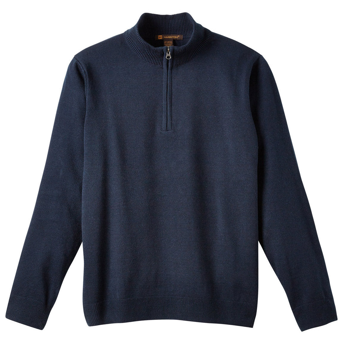 Black Sweaters - Stylish Zip Sweater - Harriton - Acrylic Knit