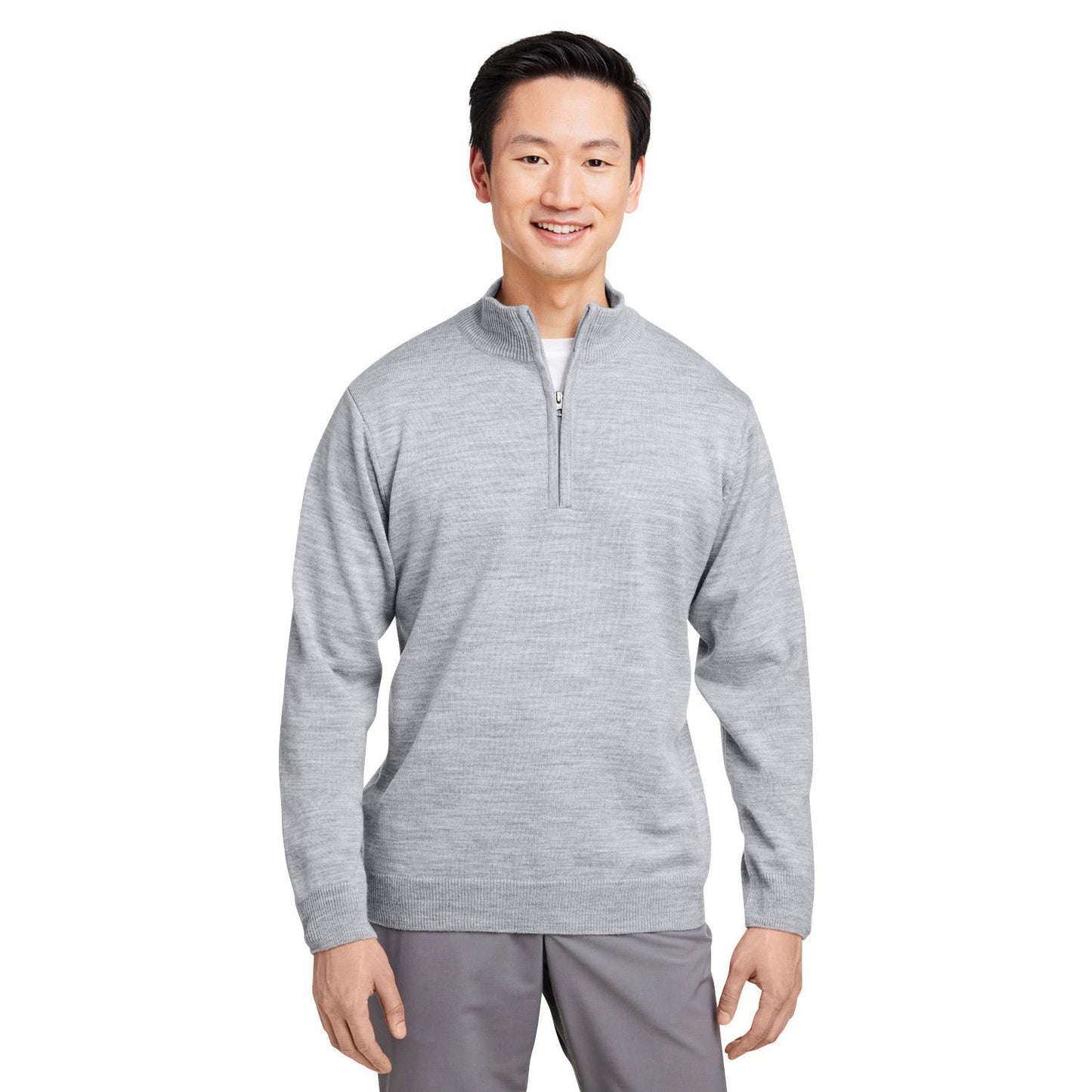 Black Sweaters - Stylish Zip Sweater - Harriton - Acrylic Knit