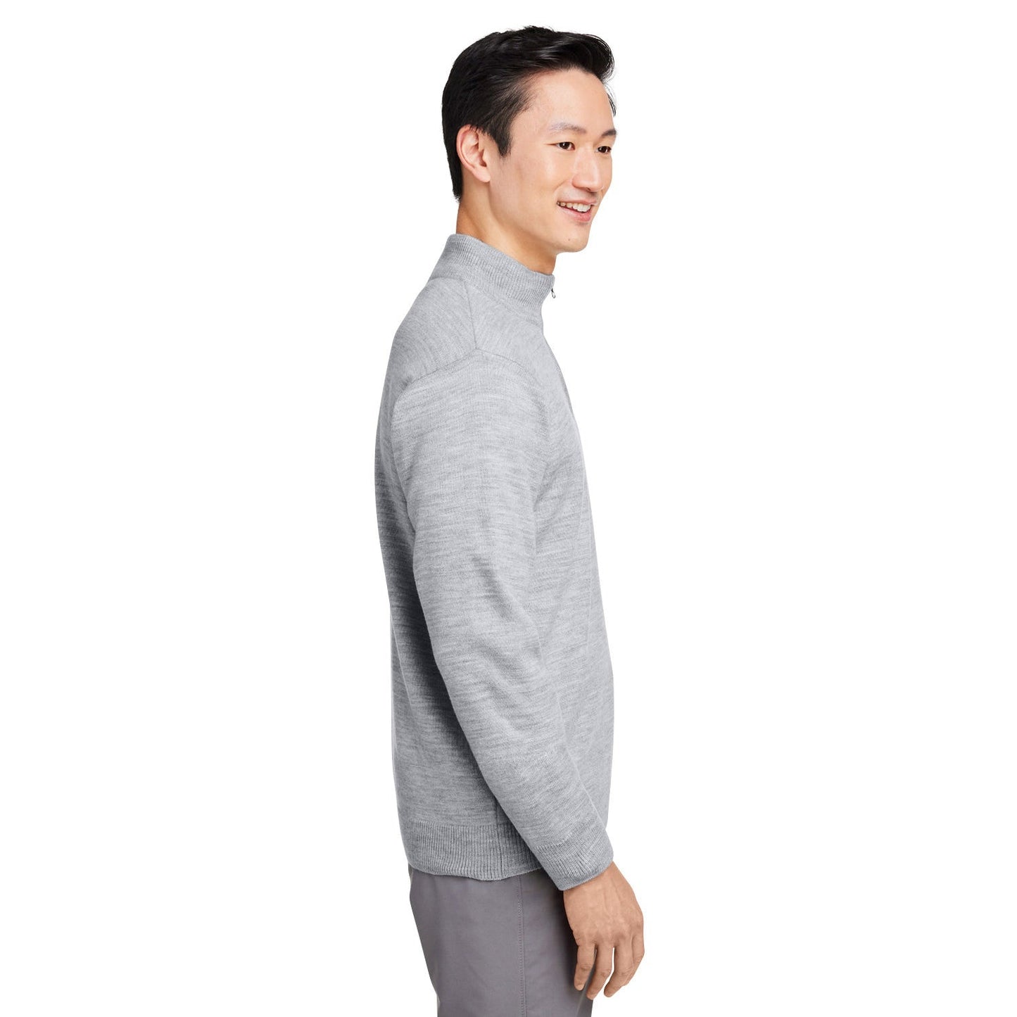 Black Sweaters - Stylish Zip Sweater - Harriton - Acrylic Knit