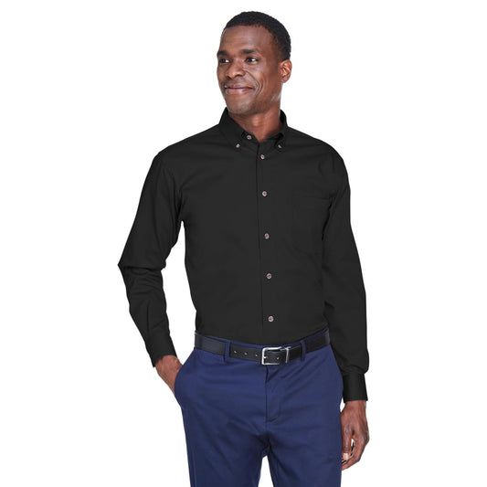 Black Button Up Shirts - Harriton - Easy Blend Twill