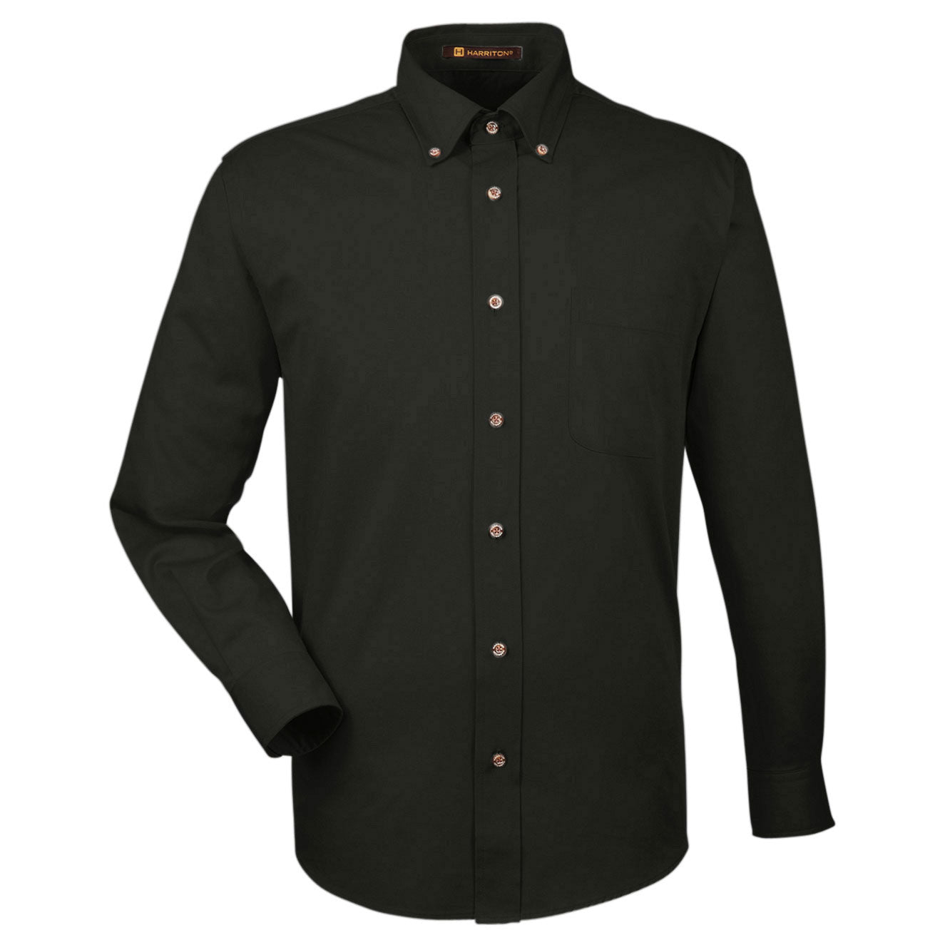 Black Button Up Shirts - Harriton - Easy Blend Twill