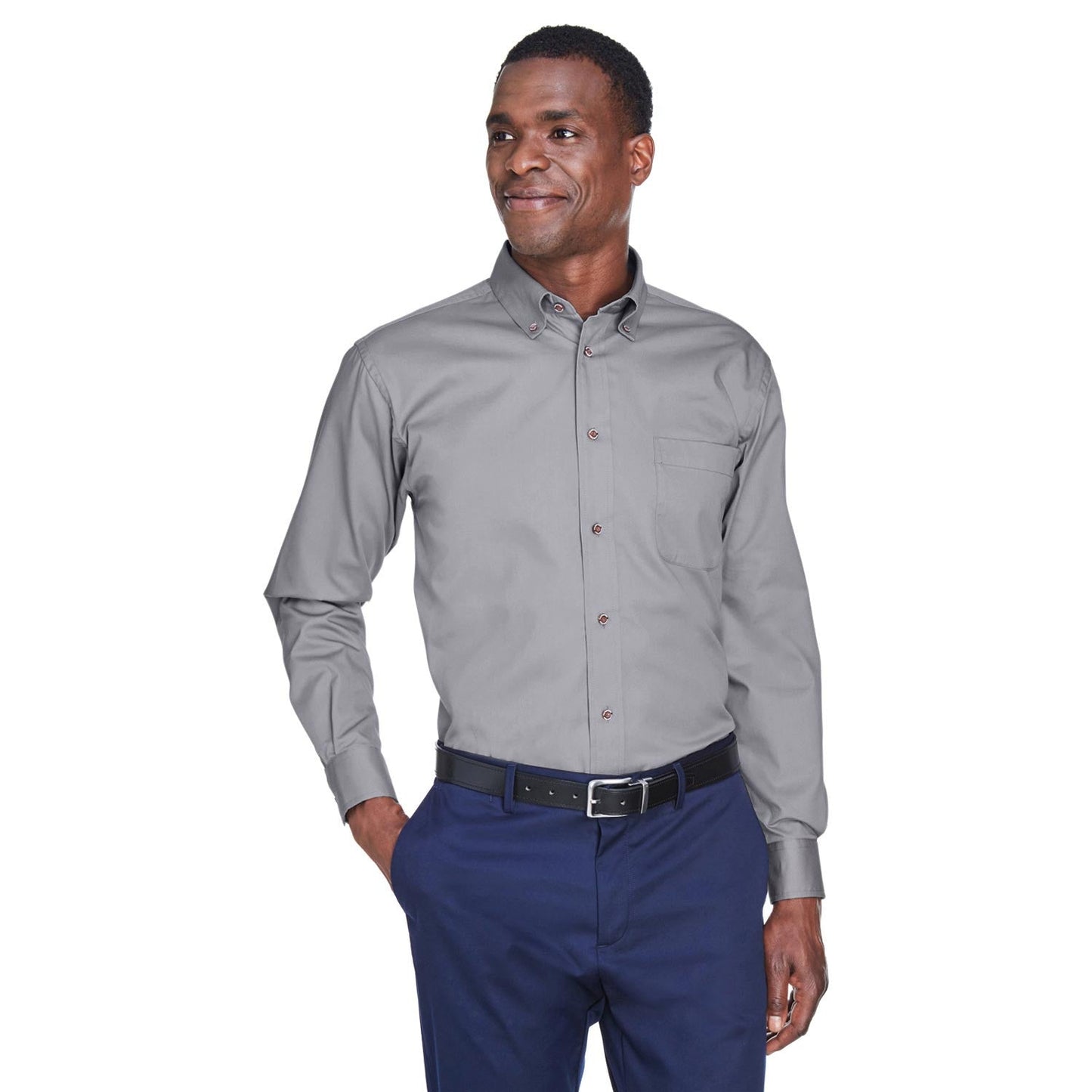 Black Button Up Shirts - Harriton - Easy Blend Twill