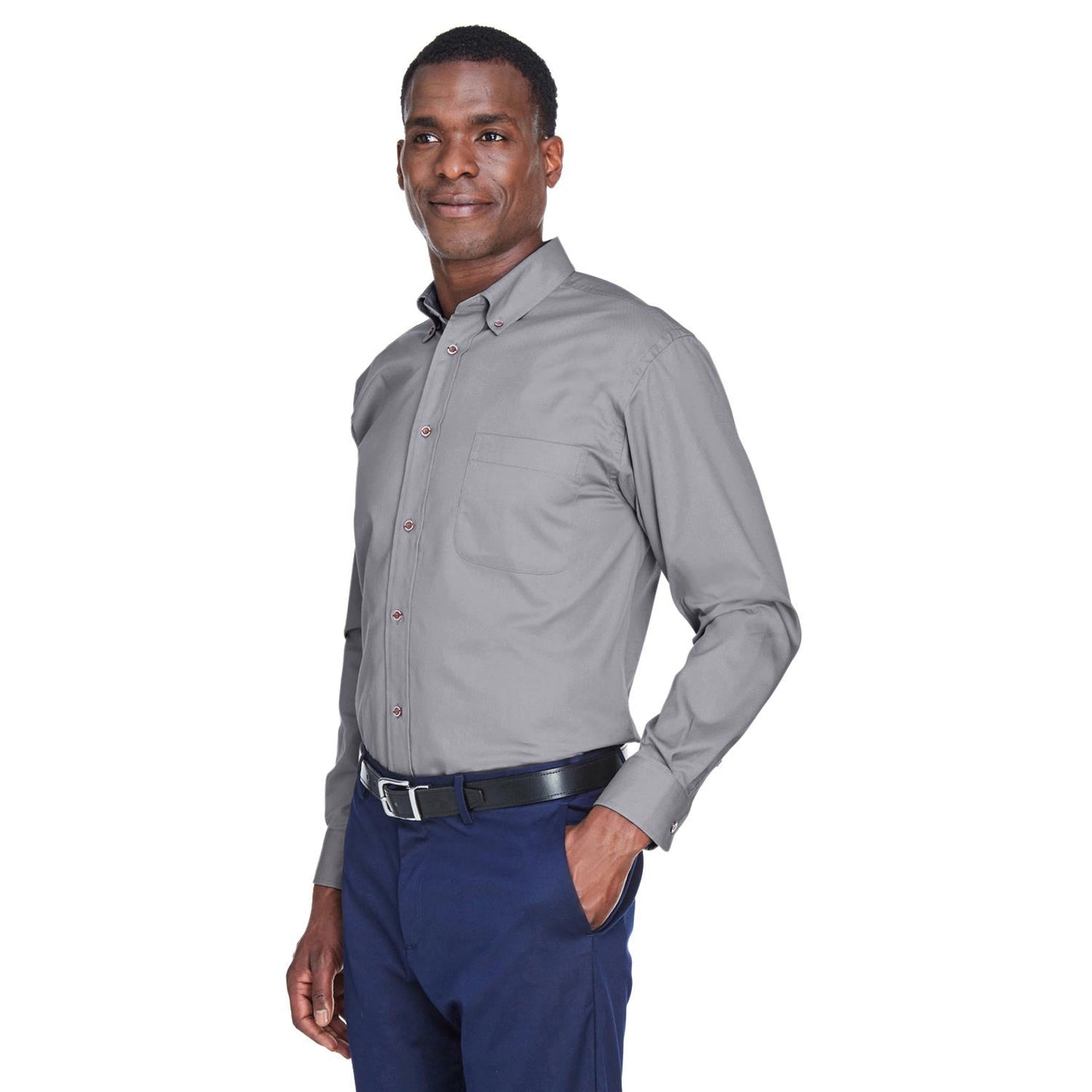 Black Button Up Shirts - Harriton - Easy Blend Twill