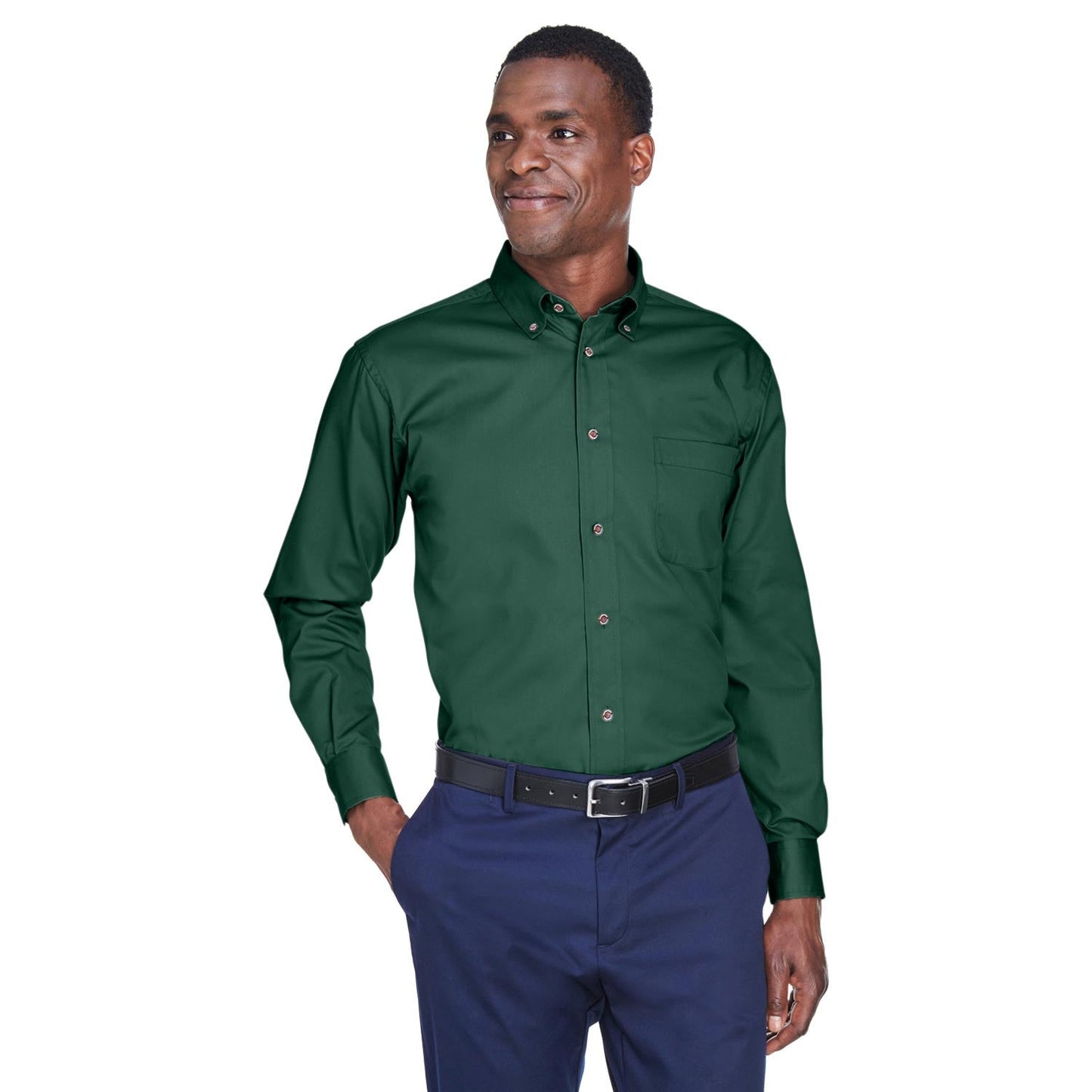 Black Button Up Shirts - Harriton - Easy Blend Twill