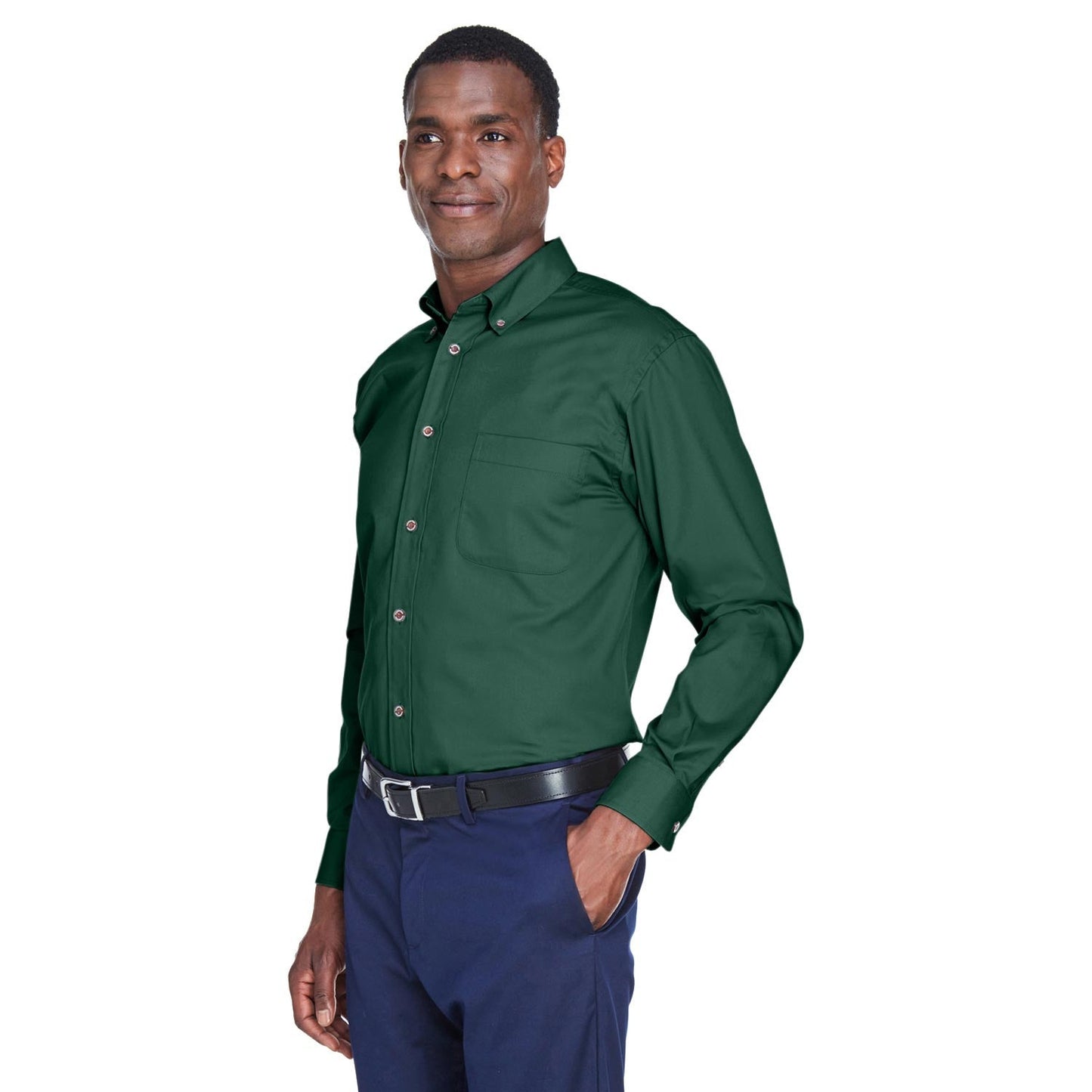 Black Button Up Shirts - Harriton - Easy Blend Twill