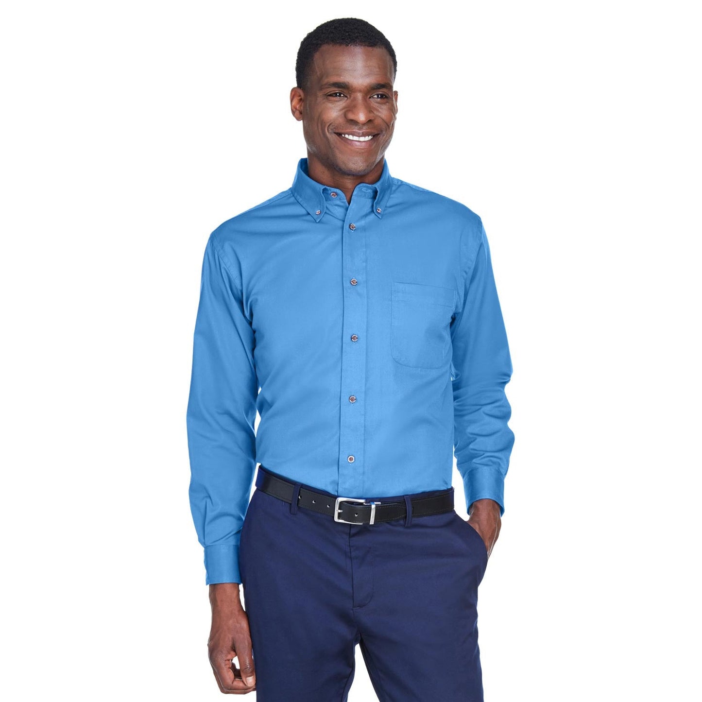 Black Button Up Shirts - Harriton - Easy Blend Twill