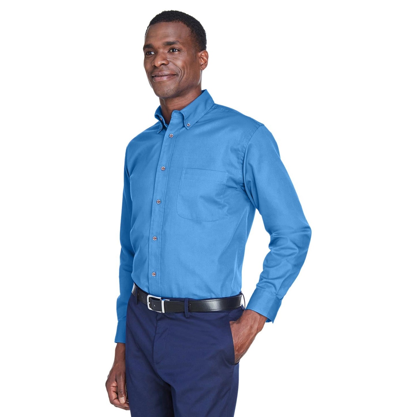 Black Button Up Shirts - Harriton - Easy Blend Twill