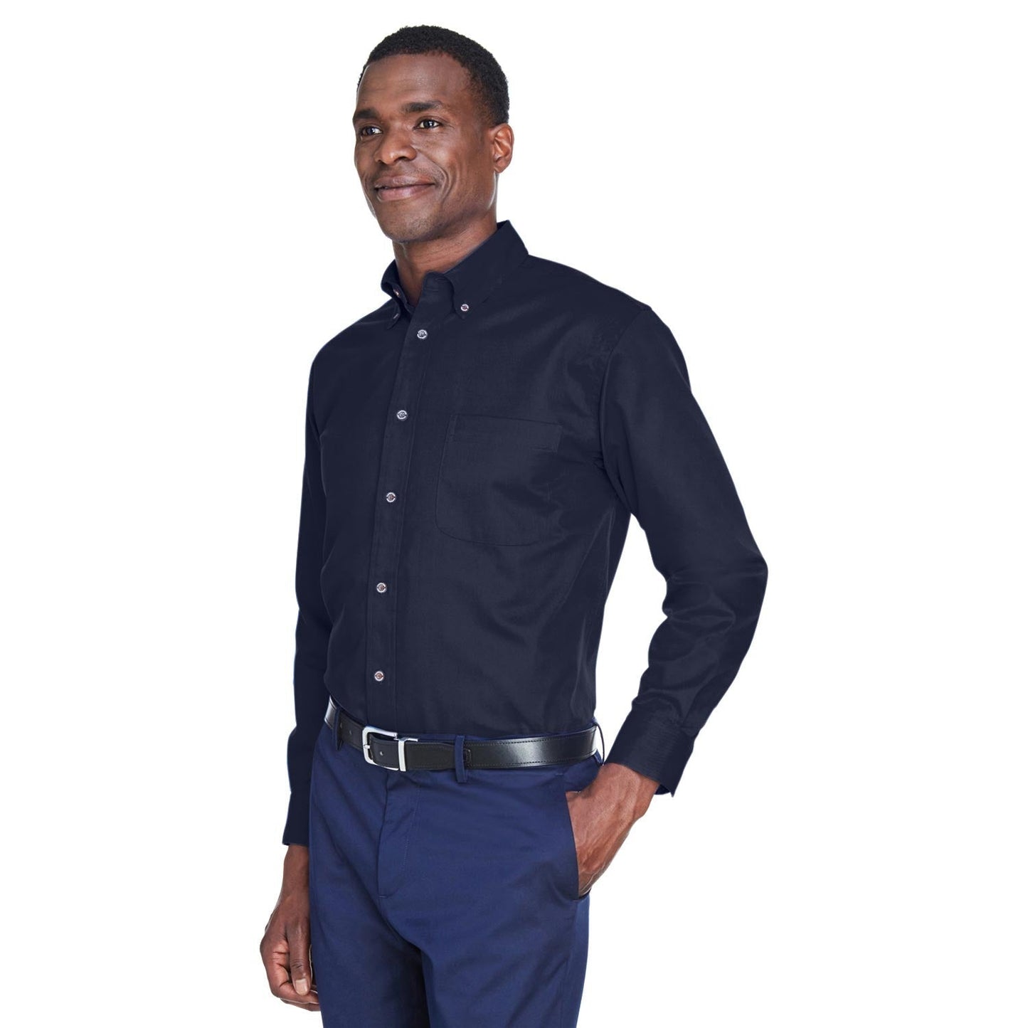 Black Button Up Shirts - Harriton - Easy Blend Twill