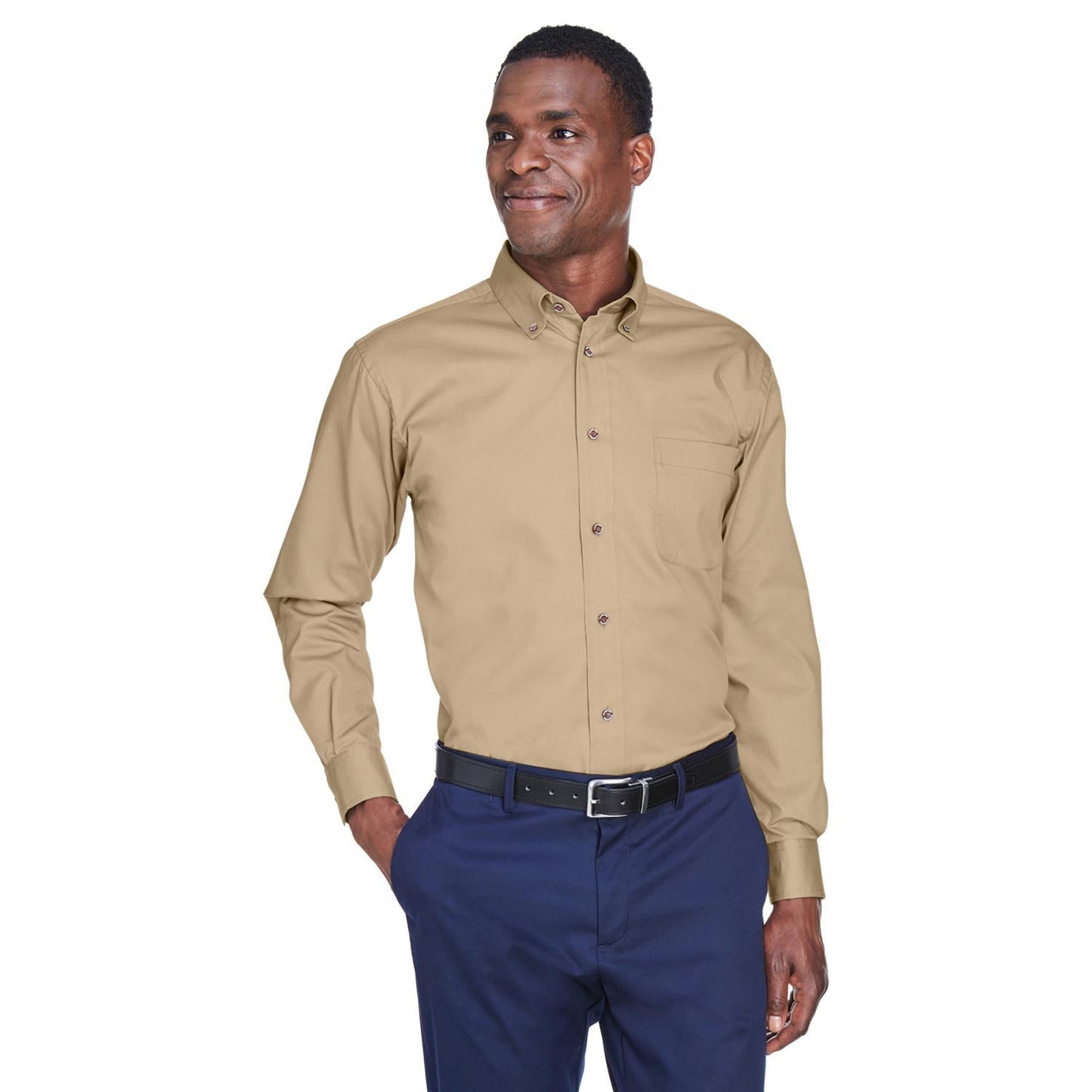 Black Button Up Shirts - Harriton - Easy Blend Twill