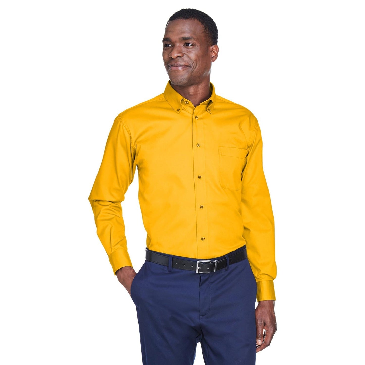Black Button Up Shirts - Harriton - Easy Blend Twill