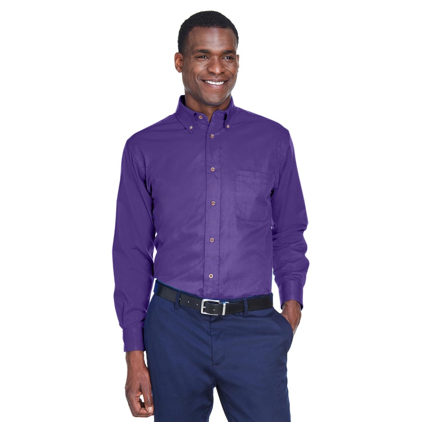 Black Button Up Shirts - Harriton - Easy Blend Twill