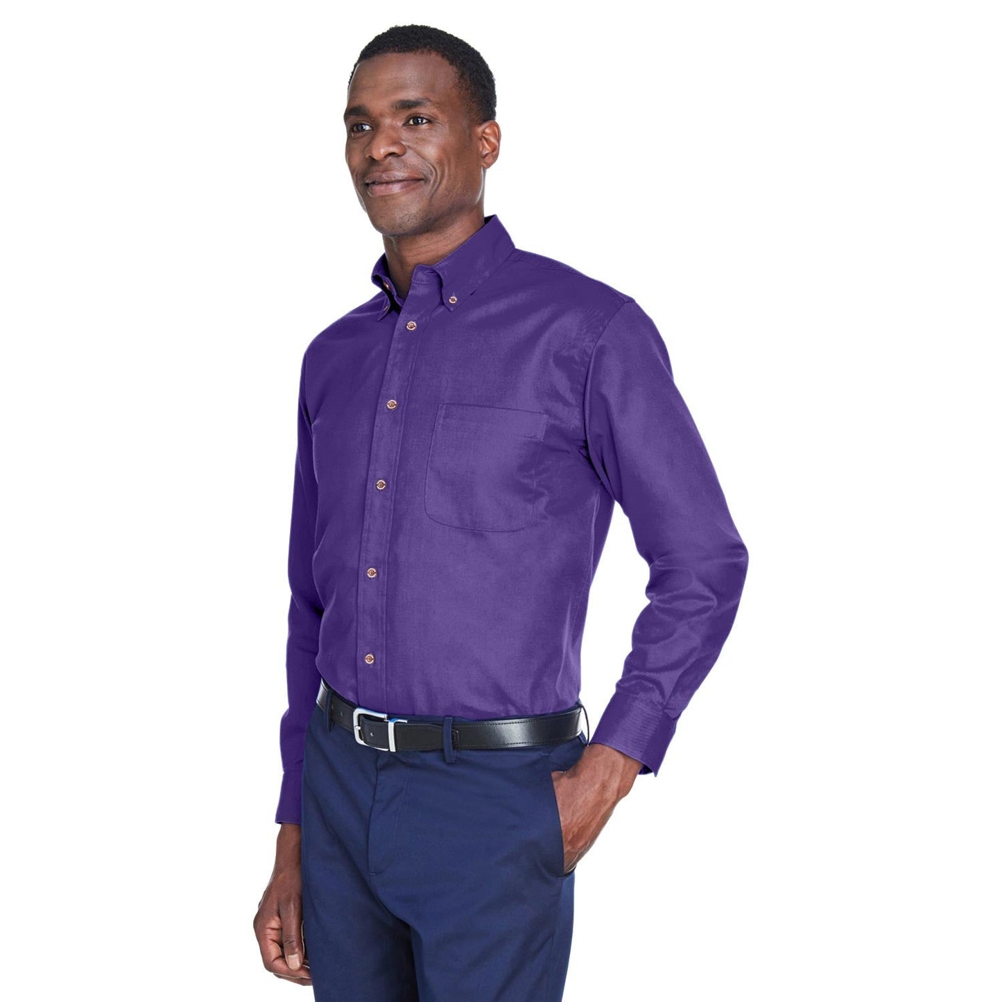 Black Button Up Shirts - Harriton - Easy Blend Twill