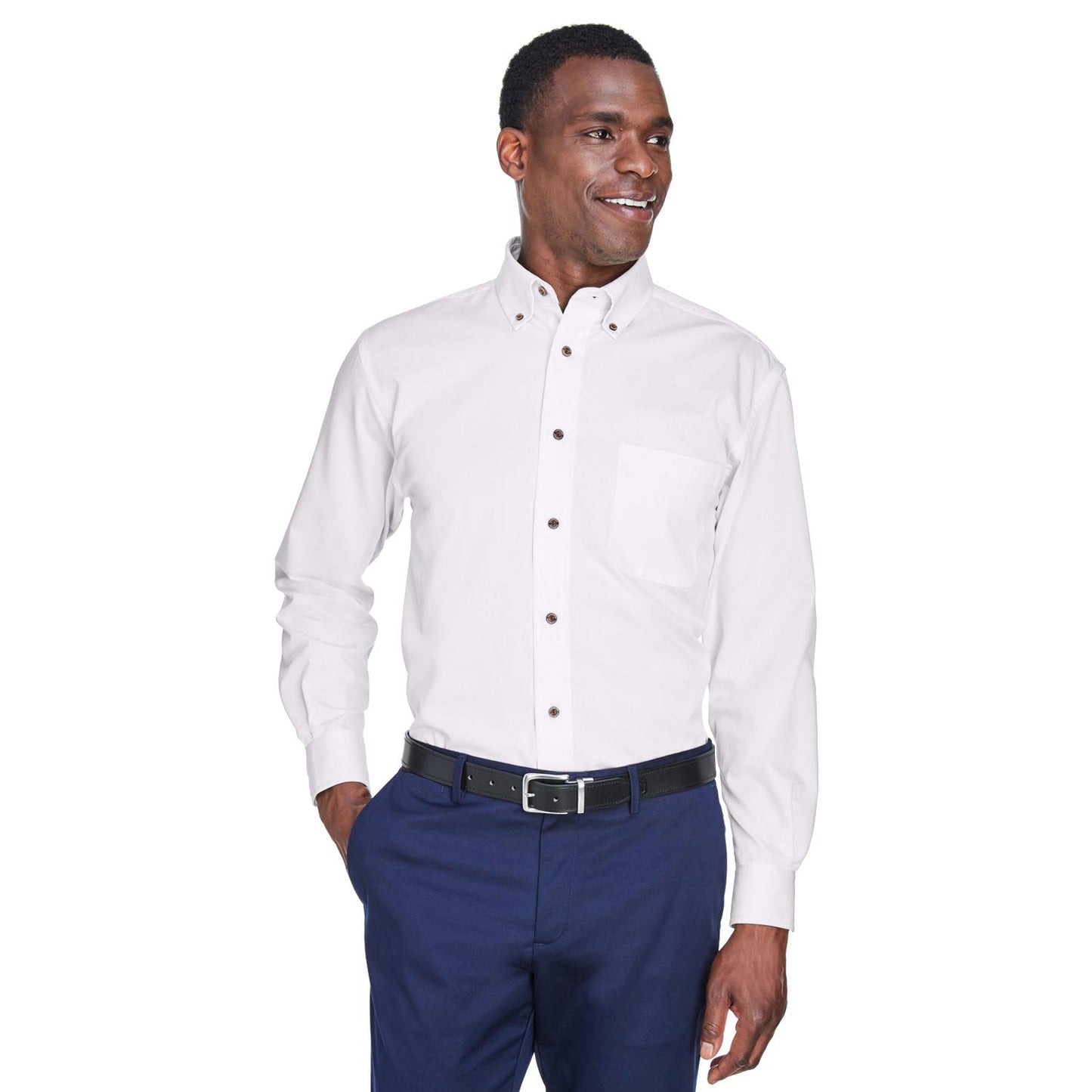 Black Button Up Shirts - Harriton - Easy Blend Twill