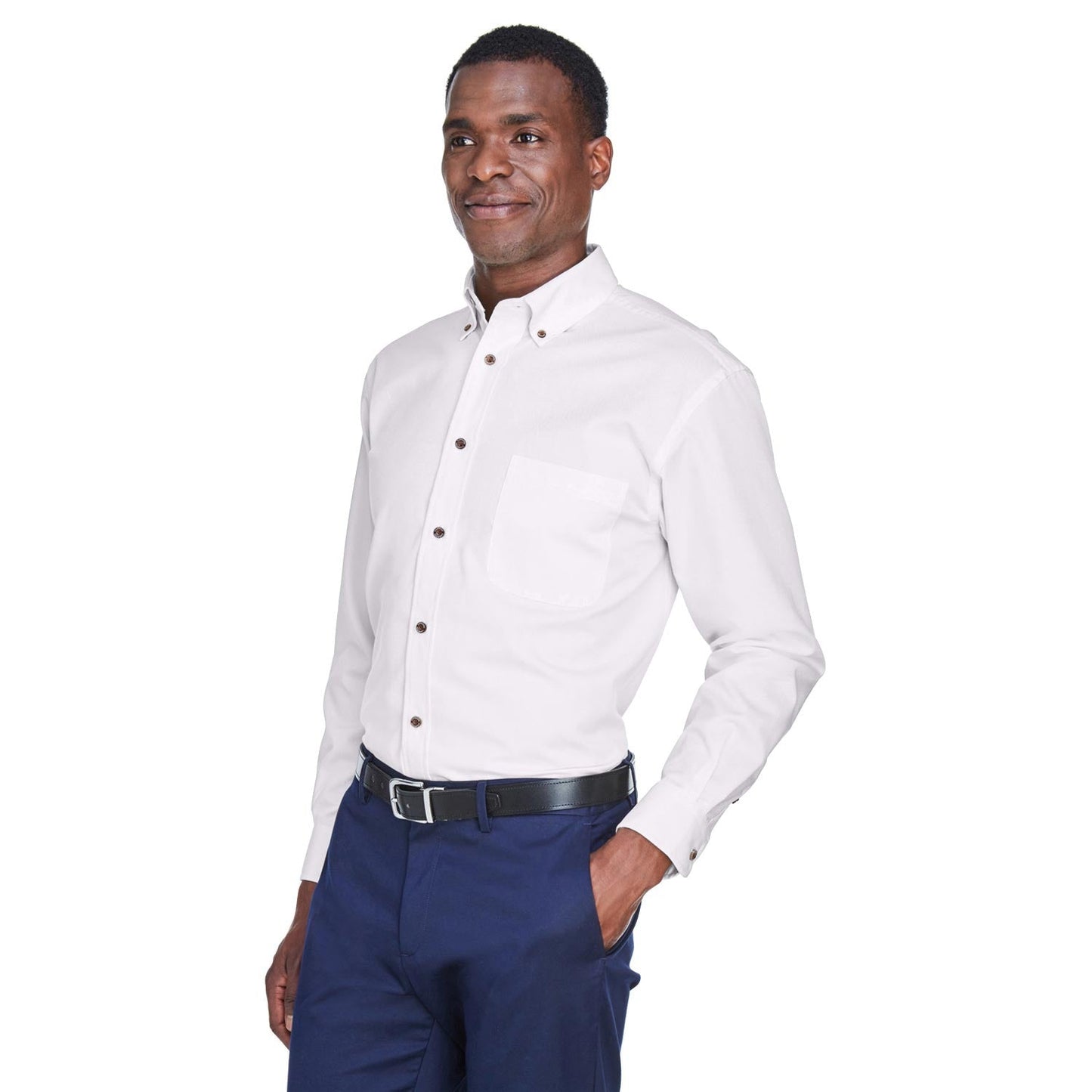 Black Button Up Shirts - Harriton - Easy Blend Twill
