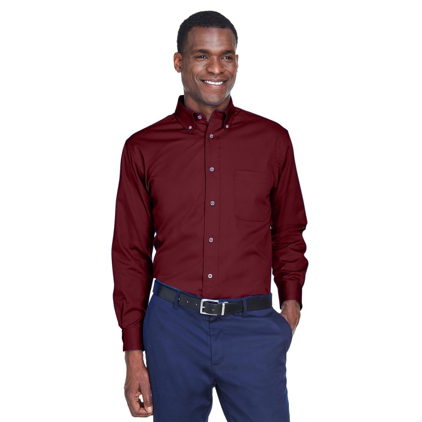 Black Button Up Shirts - Harriton - Easy Blend Twill