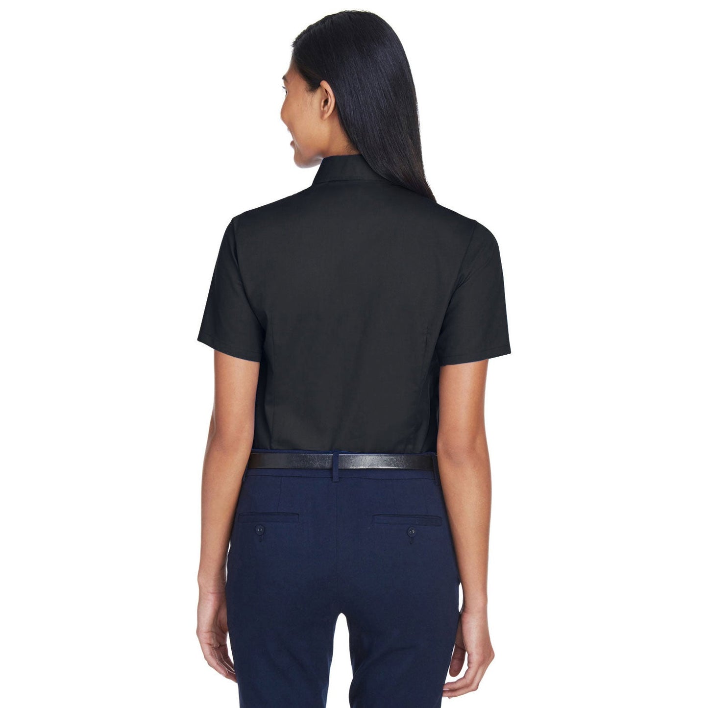 Black Button Up Shirt - Harriton - Short Sleeve Twill