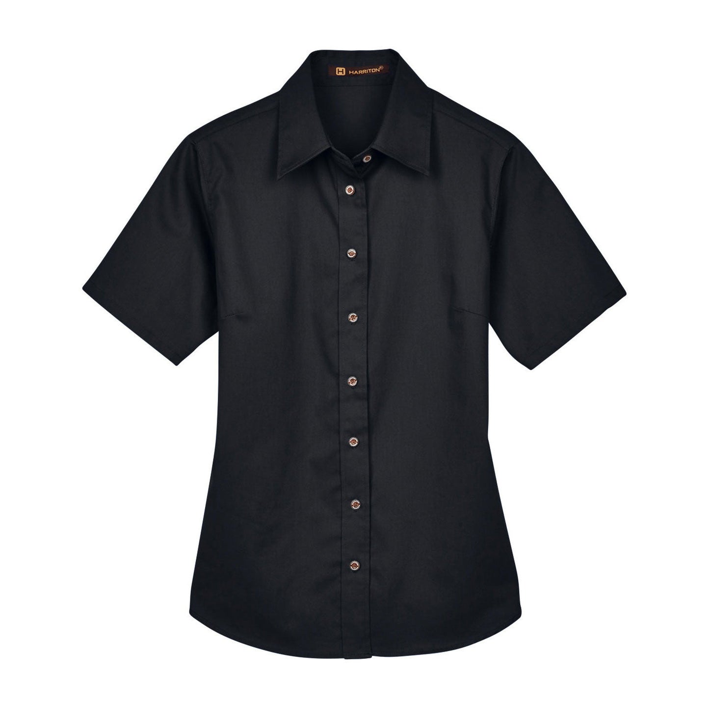 Black Button Up Shirt - Harriton - Short Sleeve Twill