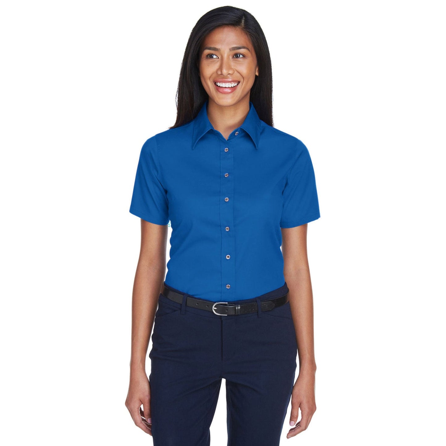 Black Button Up Shirt - Harriton - Short Sleeve Twill