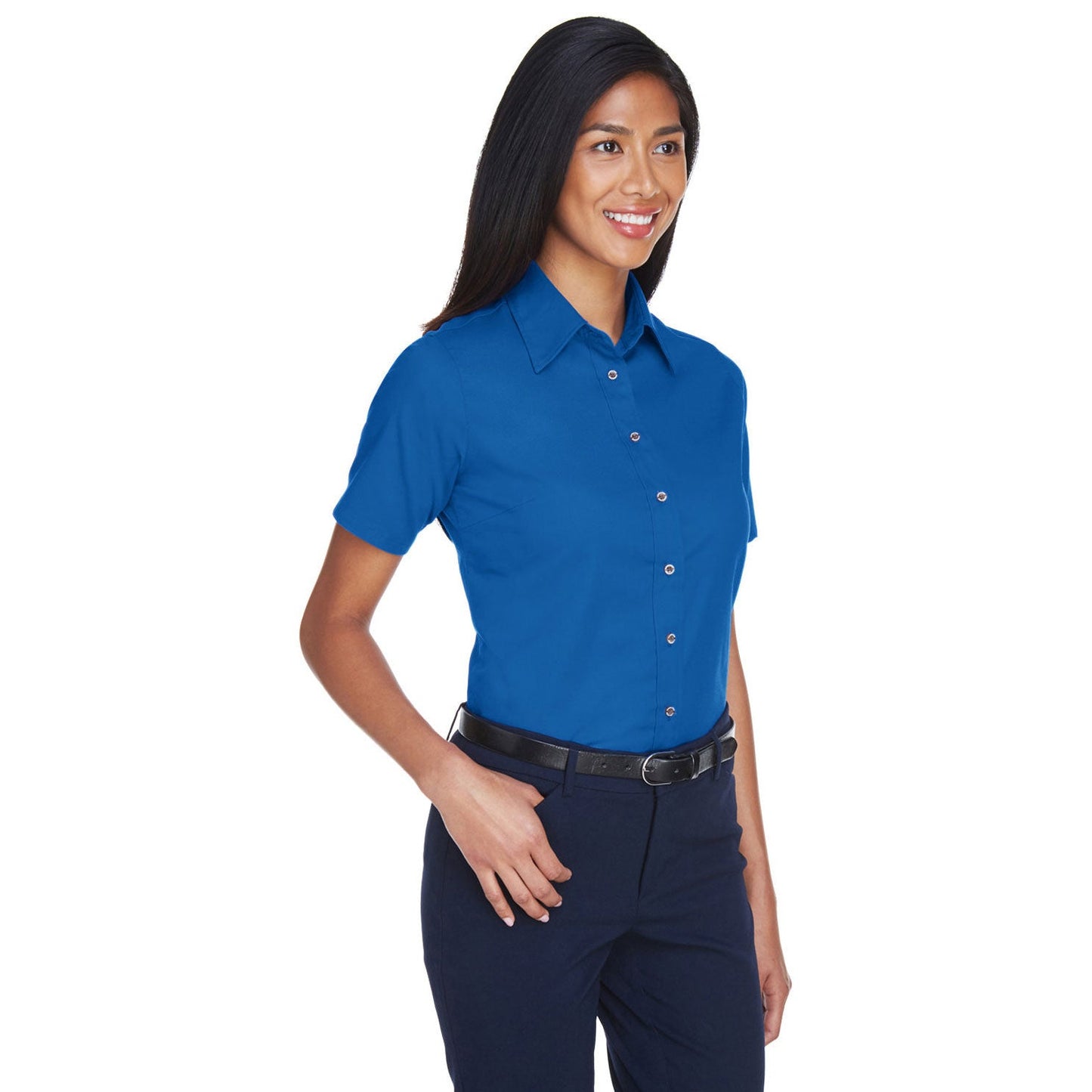 Black Button Up Shirt - Harriton - Short Sleeve Twill