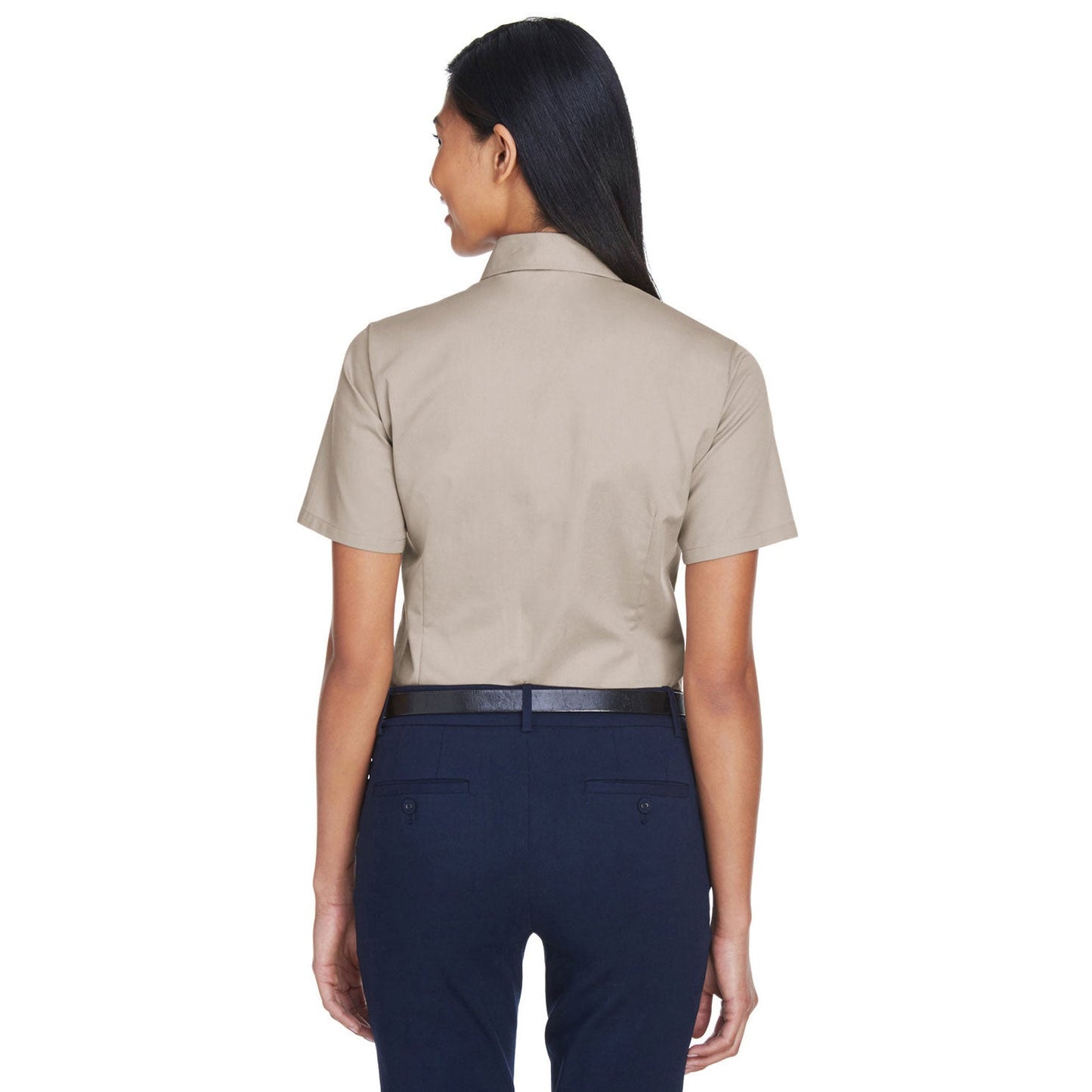 Black Button Up Shirt - Harriton - Short Sleeve Twill