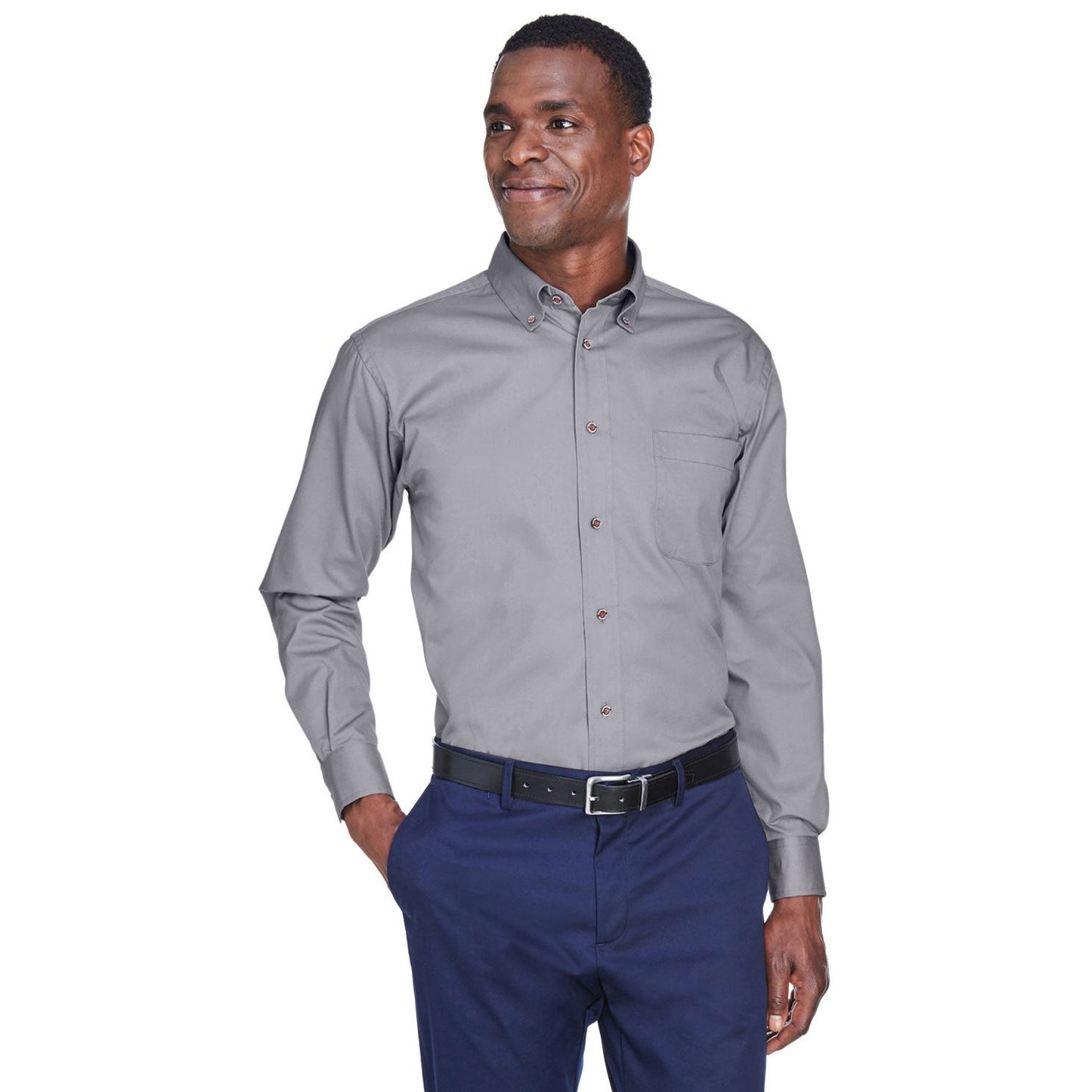 Black Button Up Shirt - Harriton - Stain Resistant