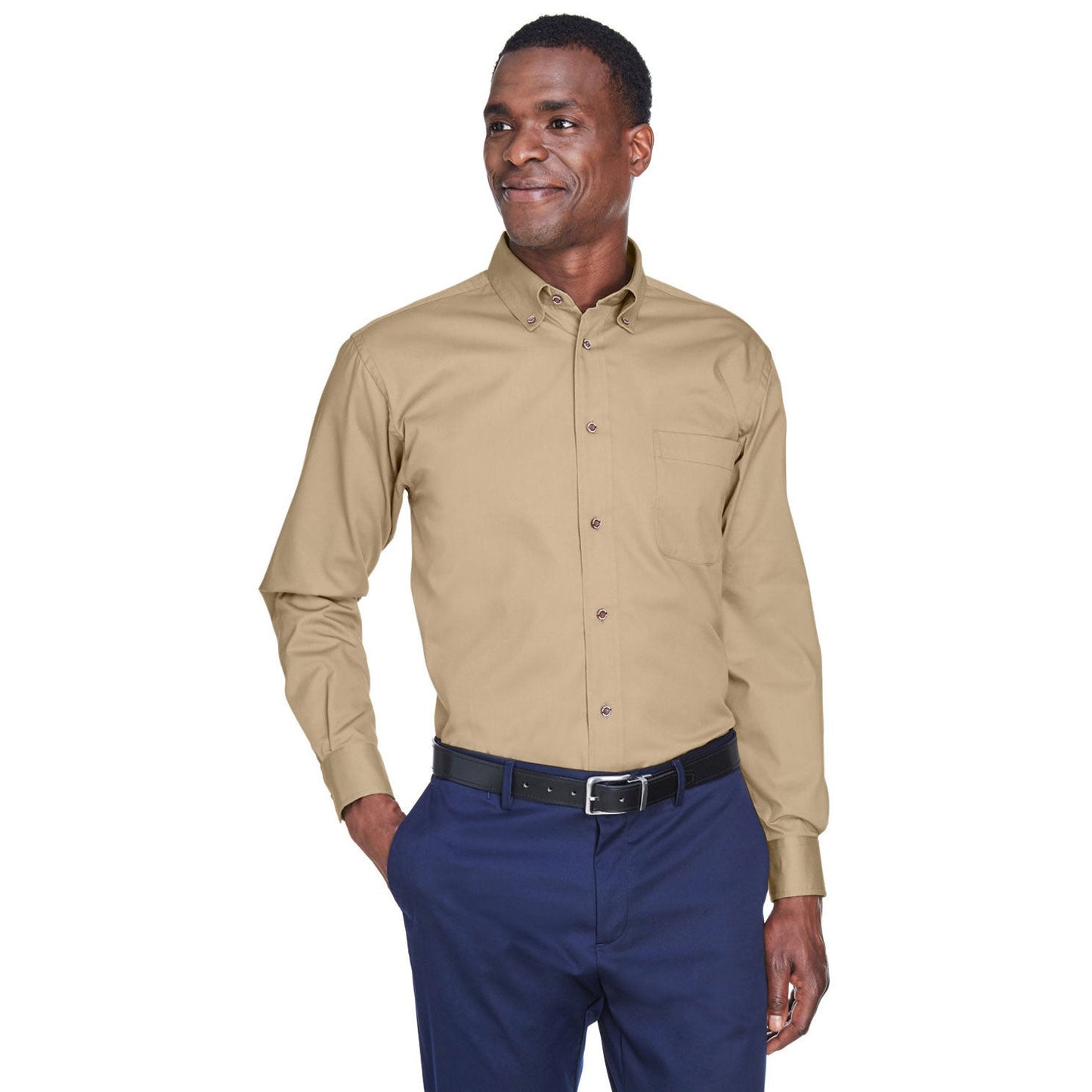 Black Button Up Shirt - Harriton - Stain Resistant