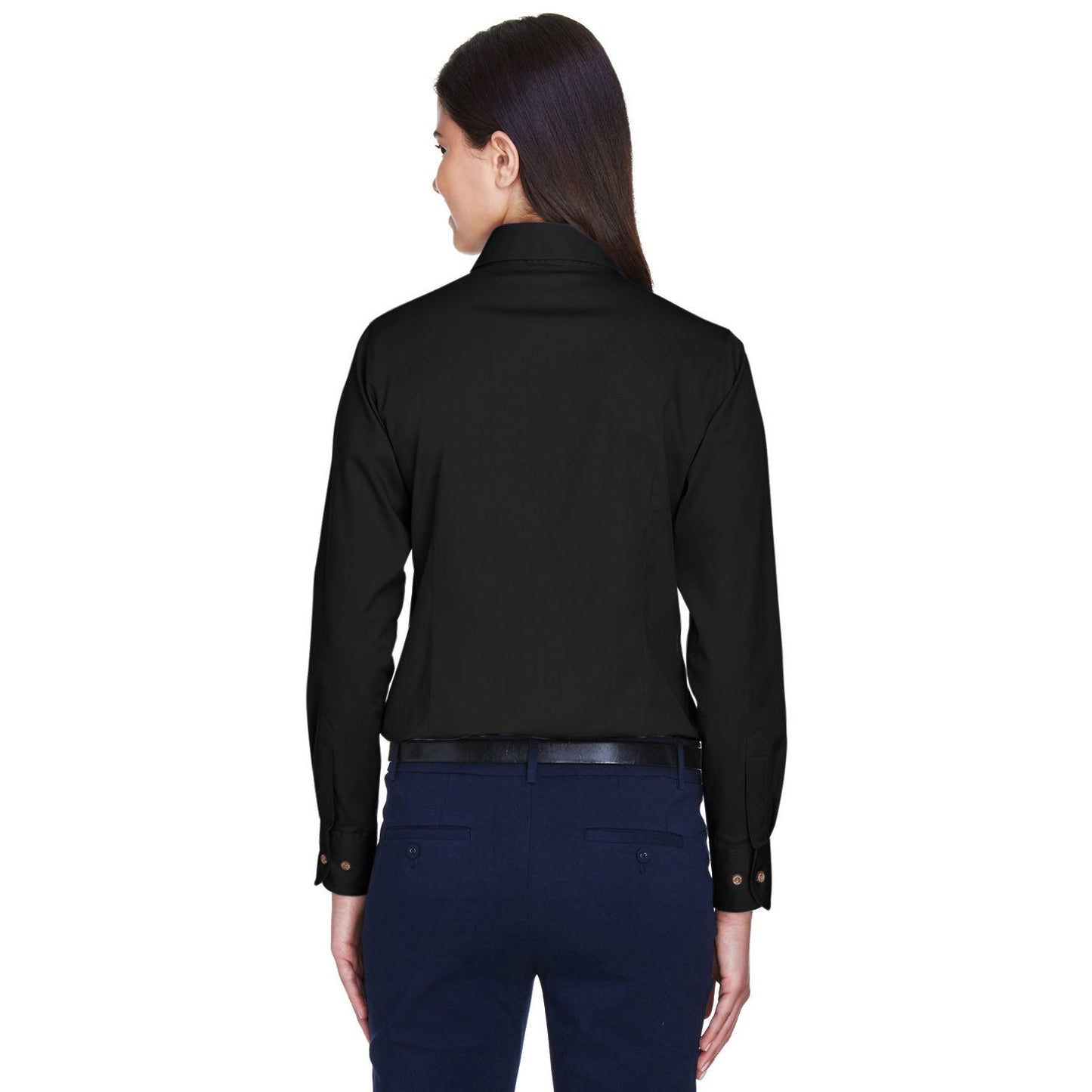 Black Button Up Shirts - Harriton - Easy Blend Twill