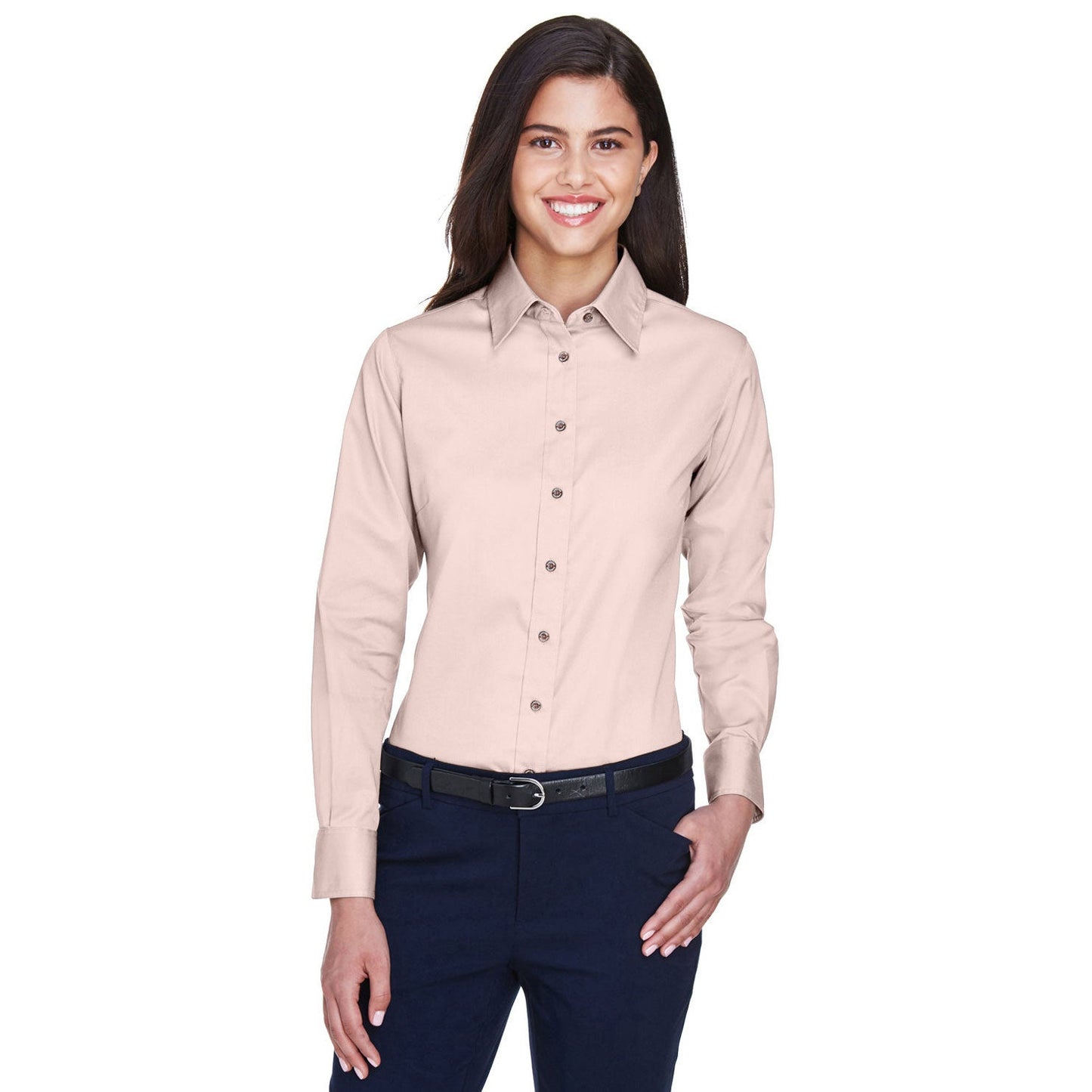 Black Button Up Shirts - Harriton - Easy Blend Twill