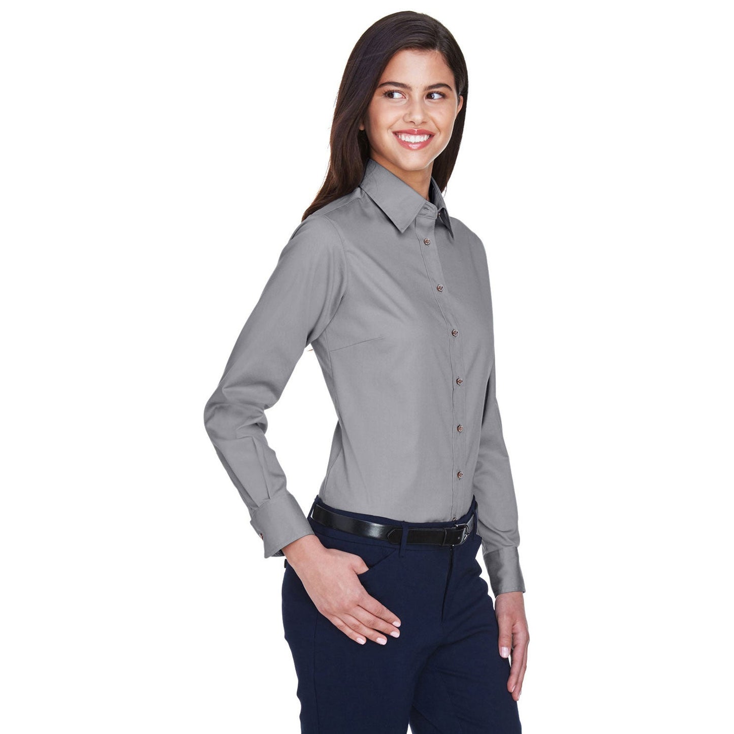 Black Button Up Shirts - Harriton - Easy Blend Twill