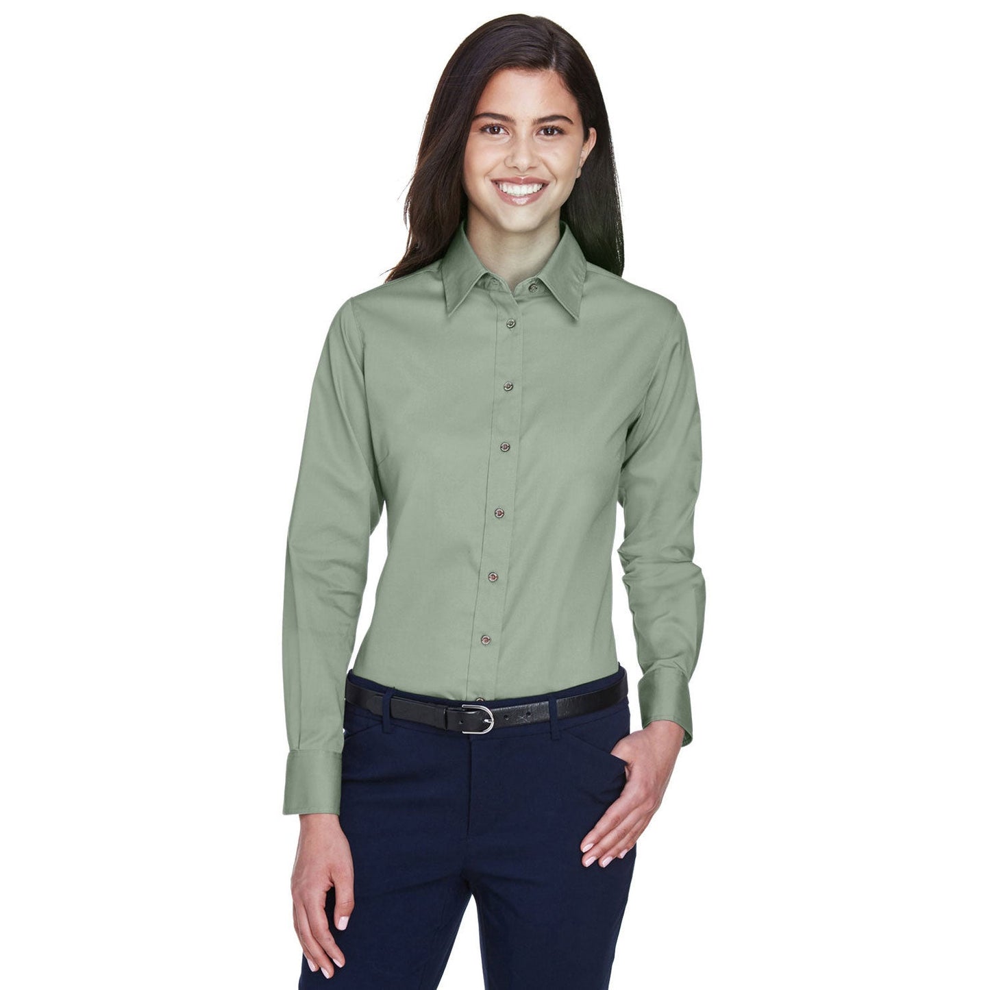 Black Button Up Shirts - Harriton - Easy Blend Twill