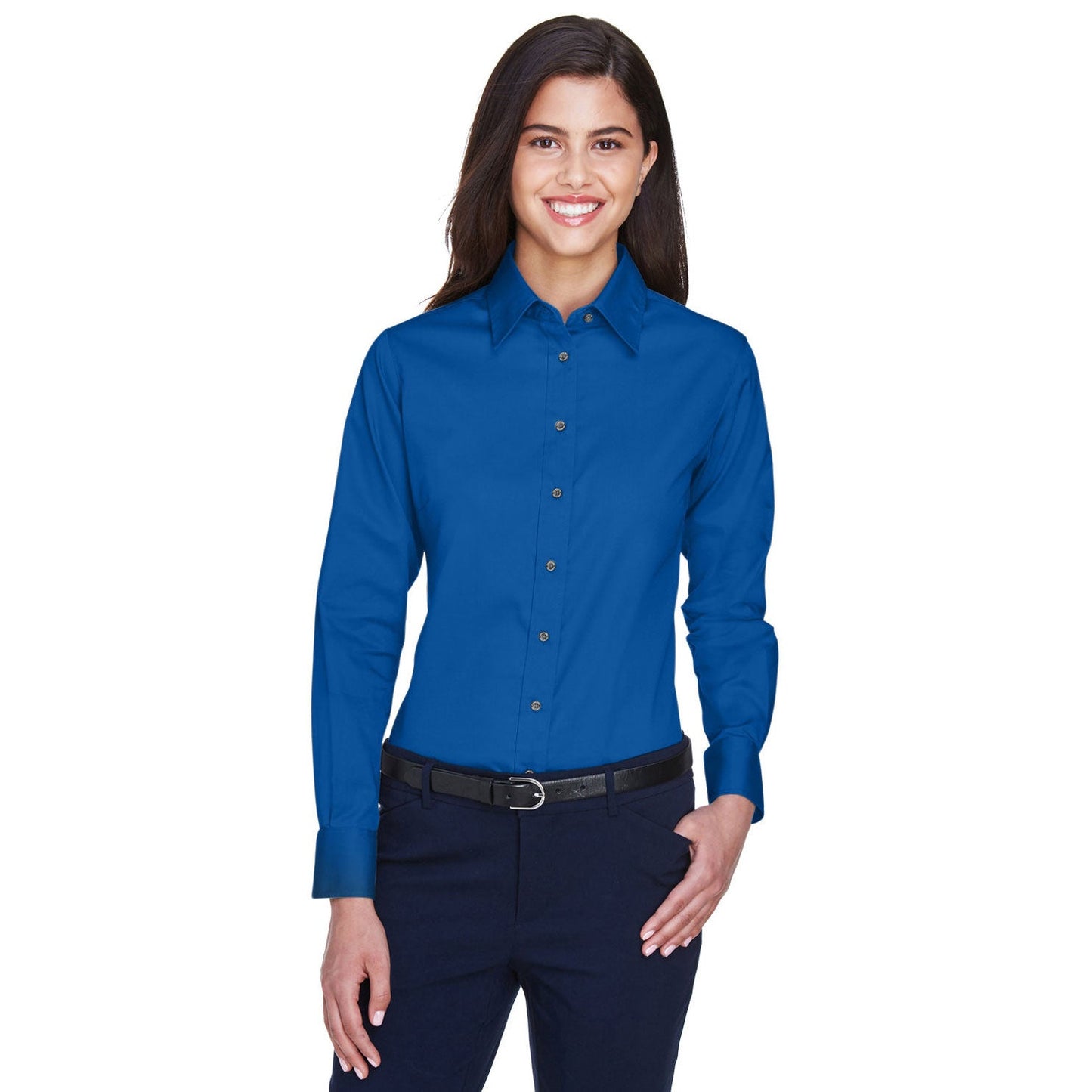 Black Button Up Shirts - Harriton - Easy Blend Twill