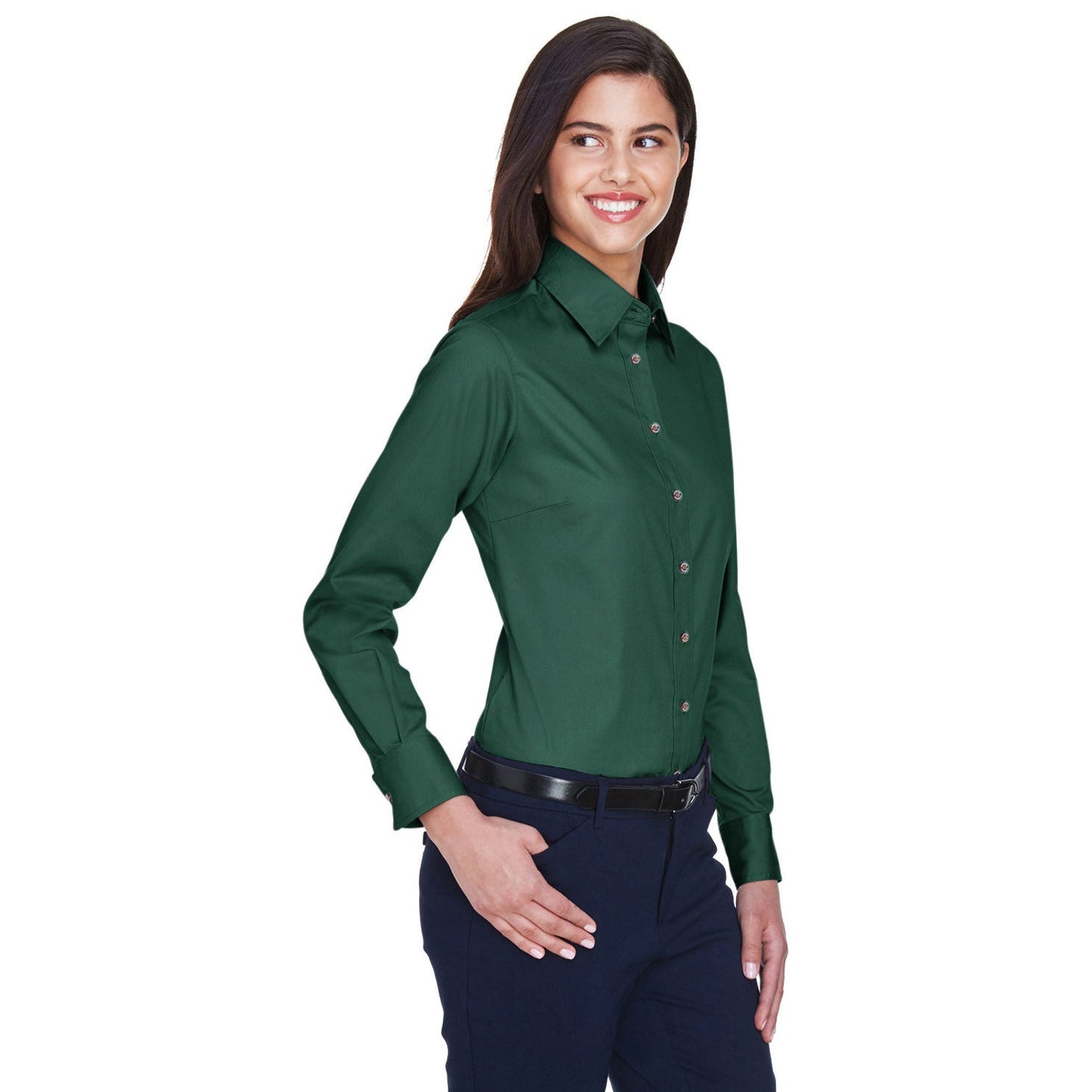 Black Button Up Shirts - Harriton - Easy Blend Twill