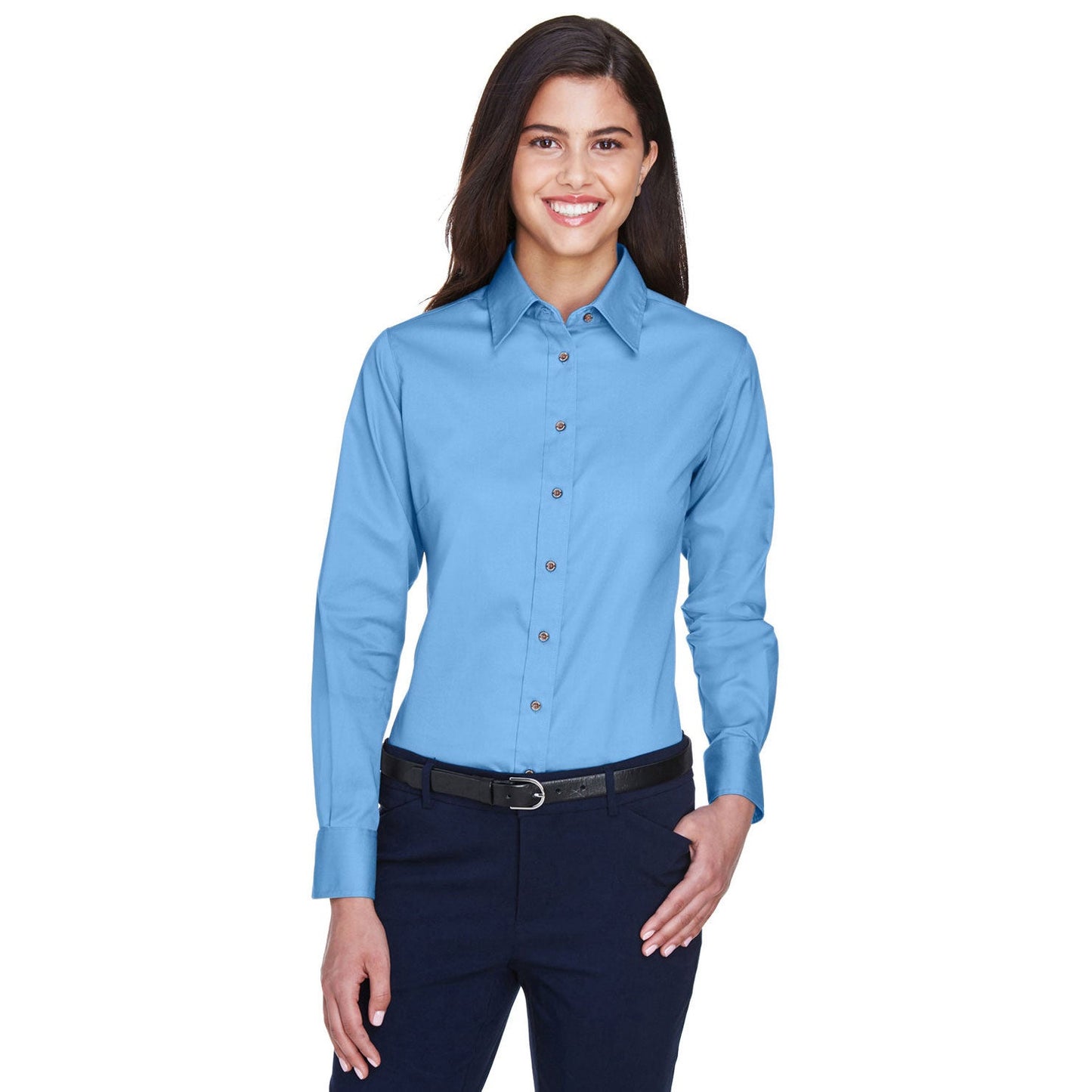 Black Button Up Shirts - Harriton - Easy Blend Twill