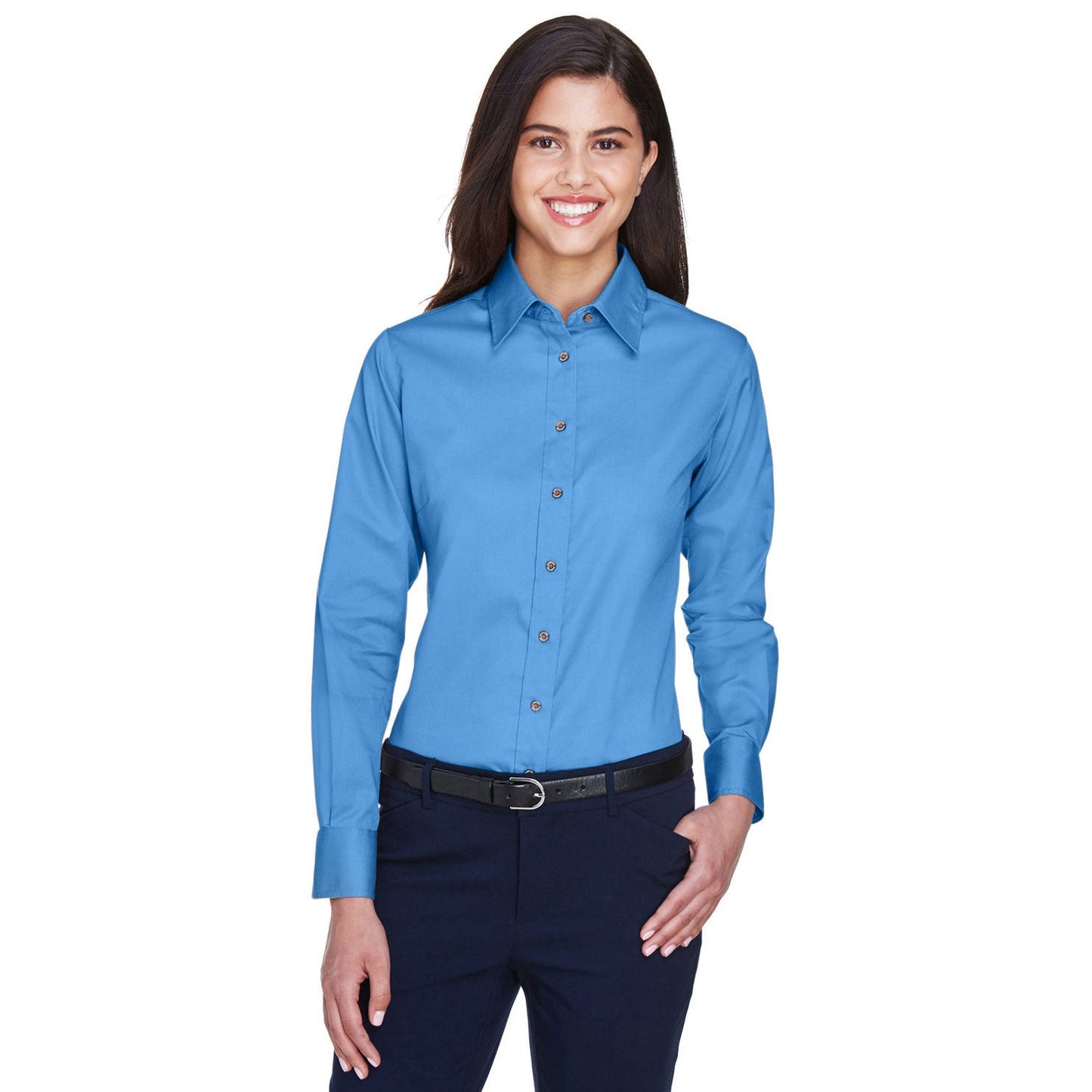Black Button Up Shirts - Harriton - Easy Blend Twill