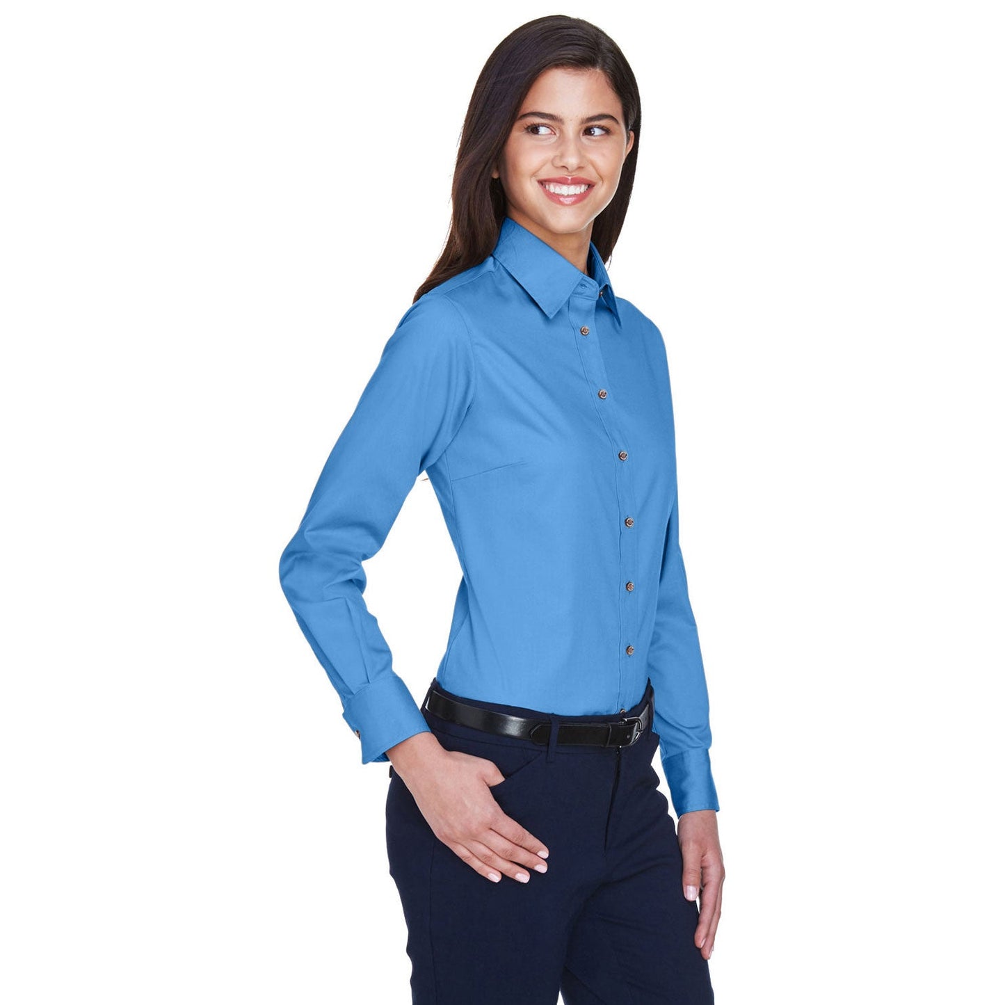 Black Button Up Shirts - Harriton - Easy Blend Twill