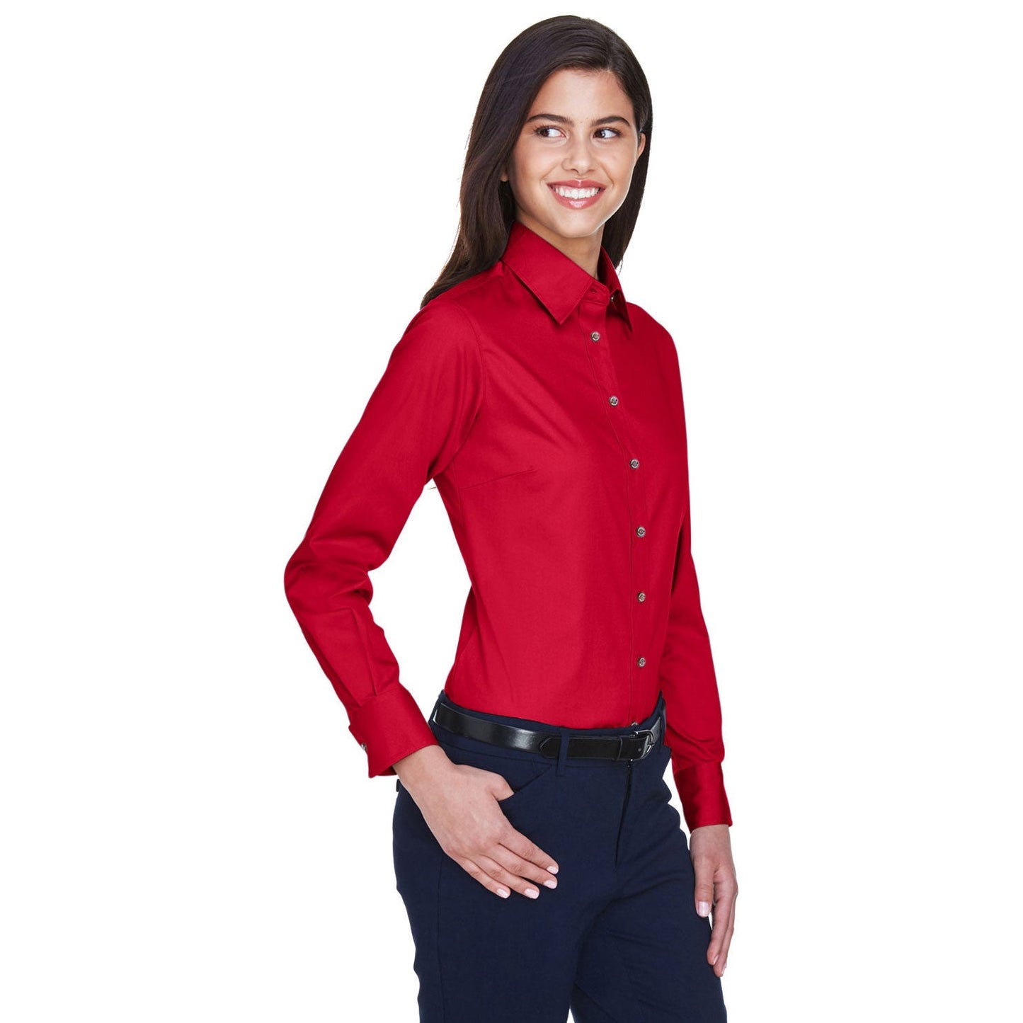 Black Button Up Shirts - Harriton - Easy Blend Twill