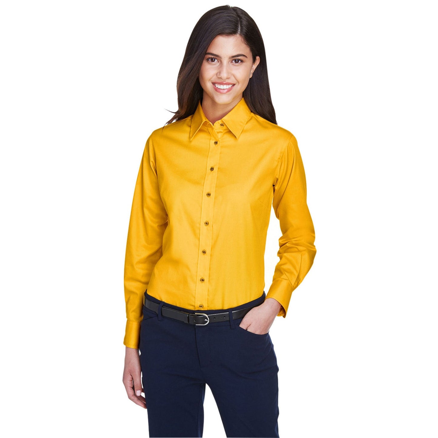 Black Button Up Shirts - Harriton - Easy Blend Twill