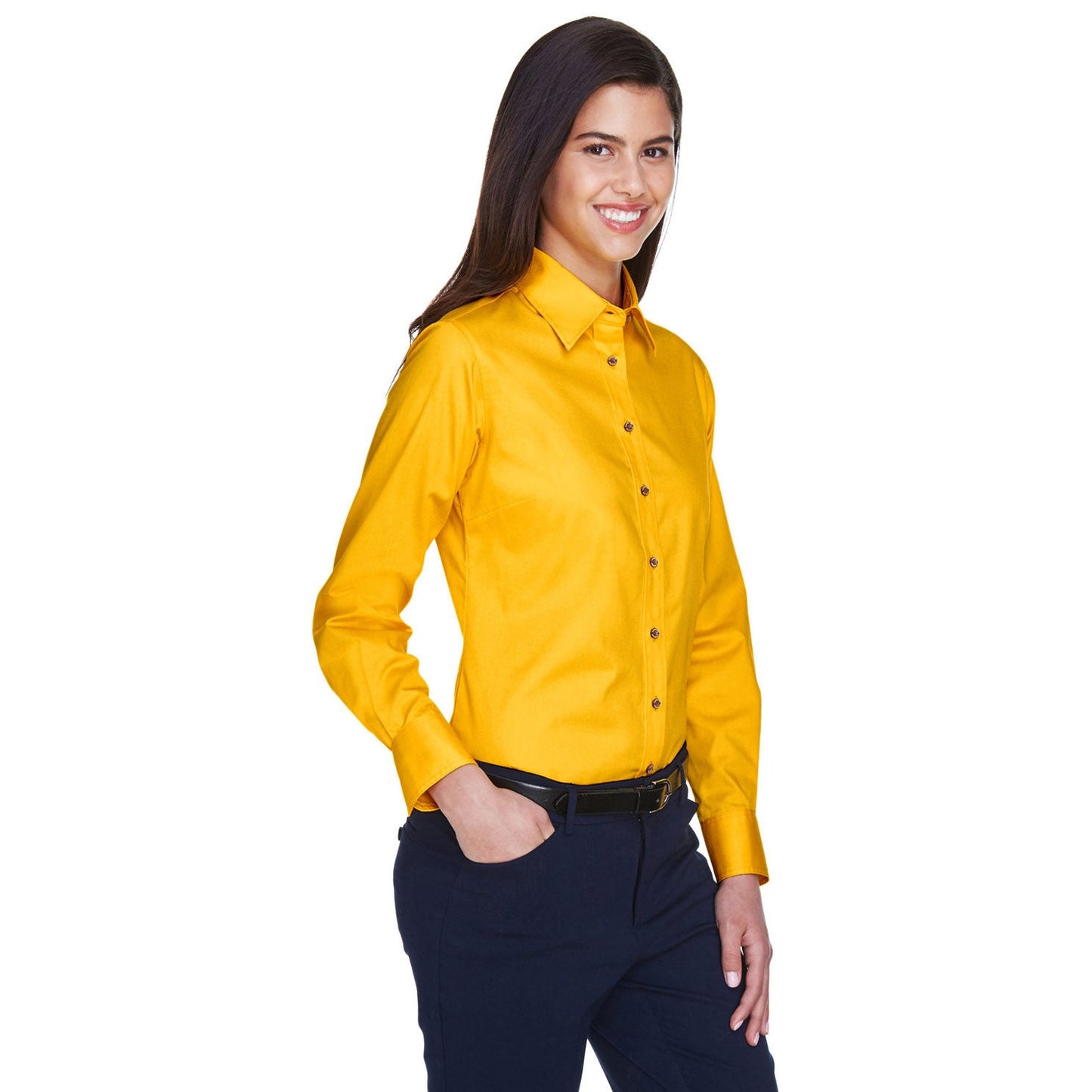 Black Button Up Shirts - Harriton - Easy Blend Twill