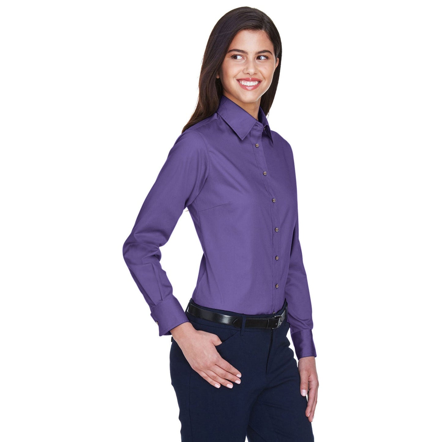 Black Button Up Shirts - Harriton - Easy Blend Twill