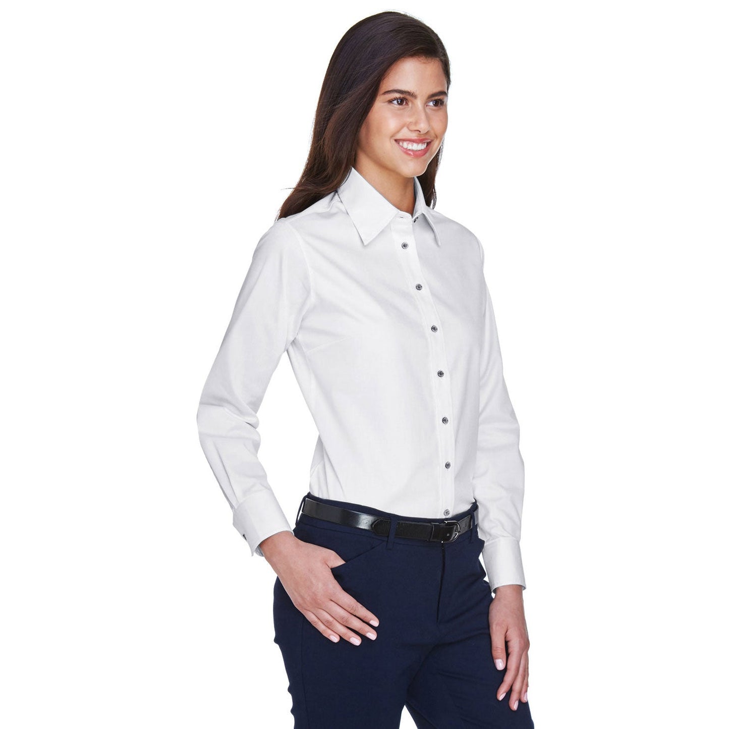 Black Button Up Shirts - Harriton - Easy Blend Twill